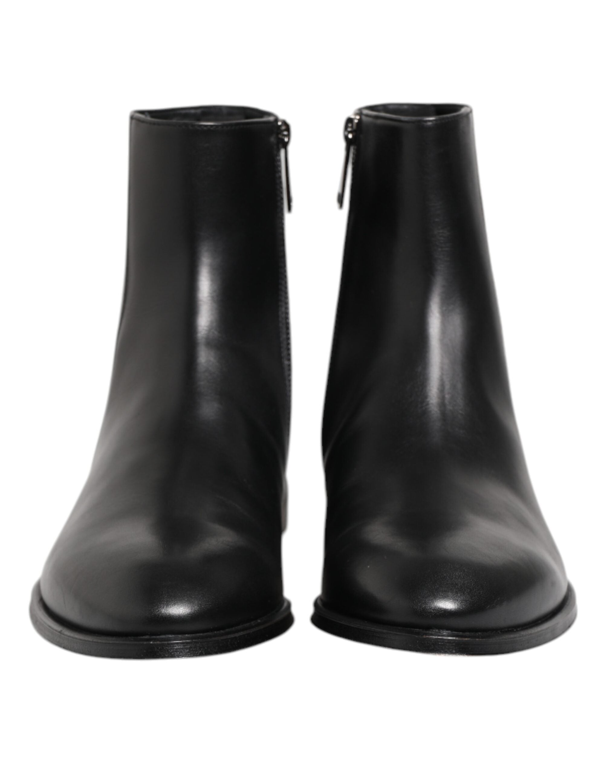 Dolce & Gabbana Black Leather Mid Calf Men Boots Shoes