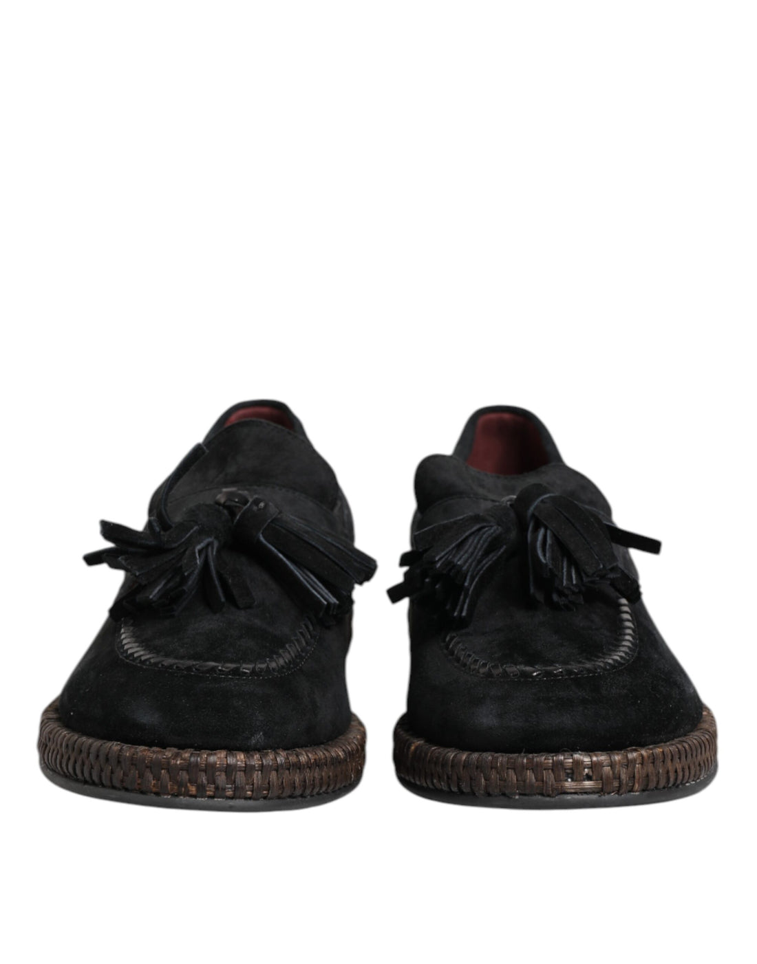 Dolce & Gabbana Black Suede Tassel Embellished Loafers Shoes