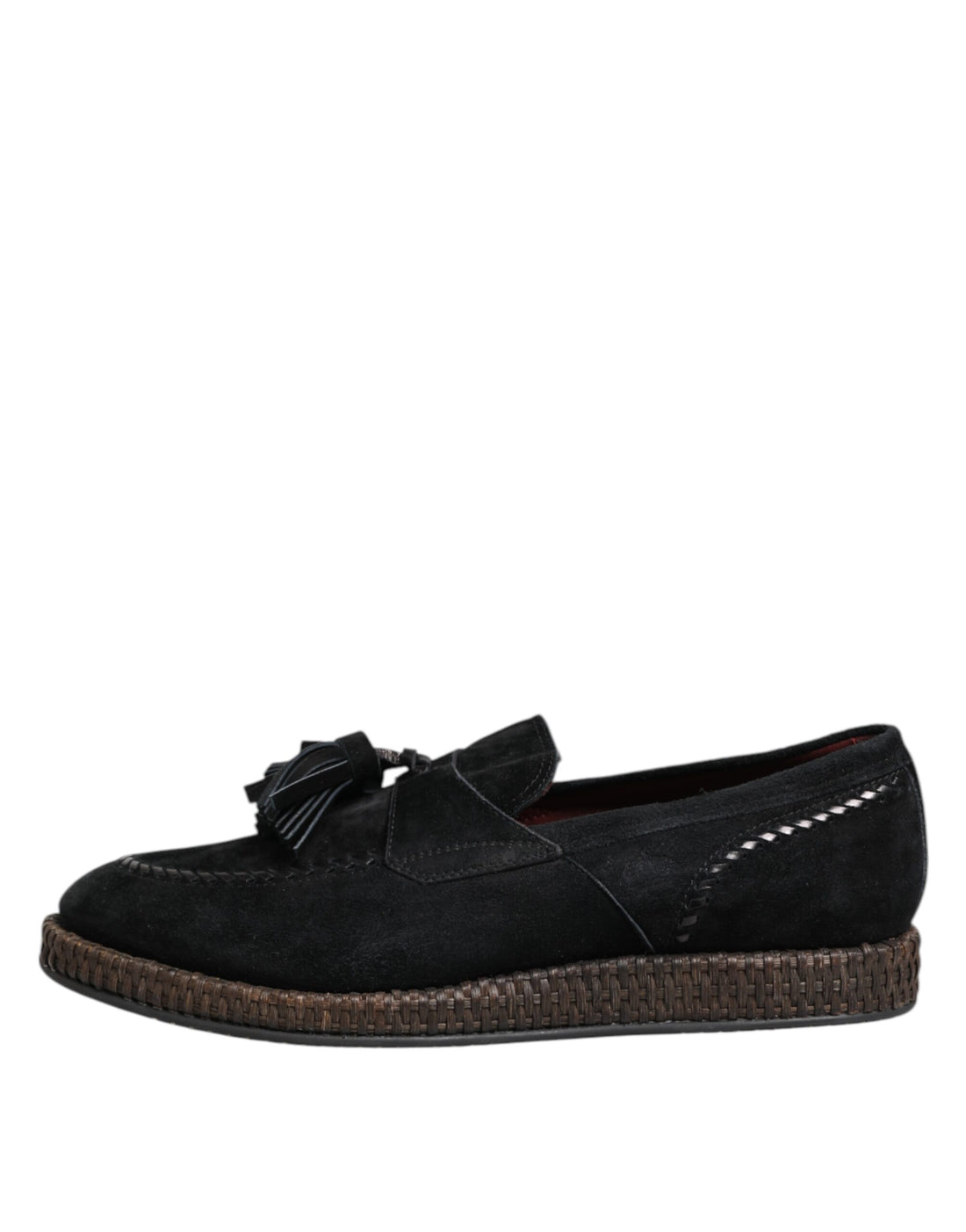 Dolce & Gabbana Black Suede Tassel Embellished Loafers Shoes