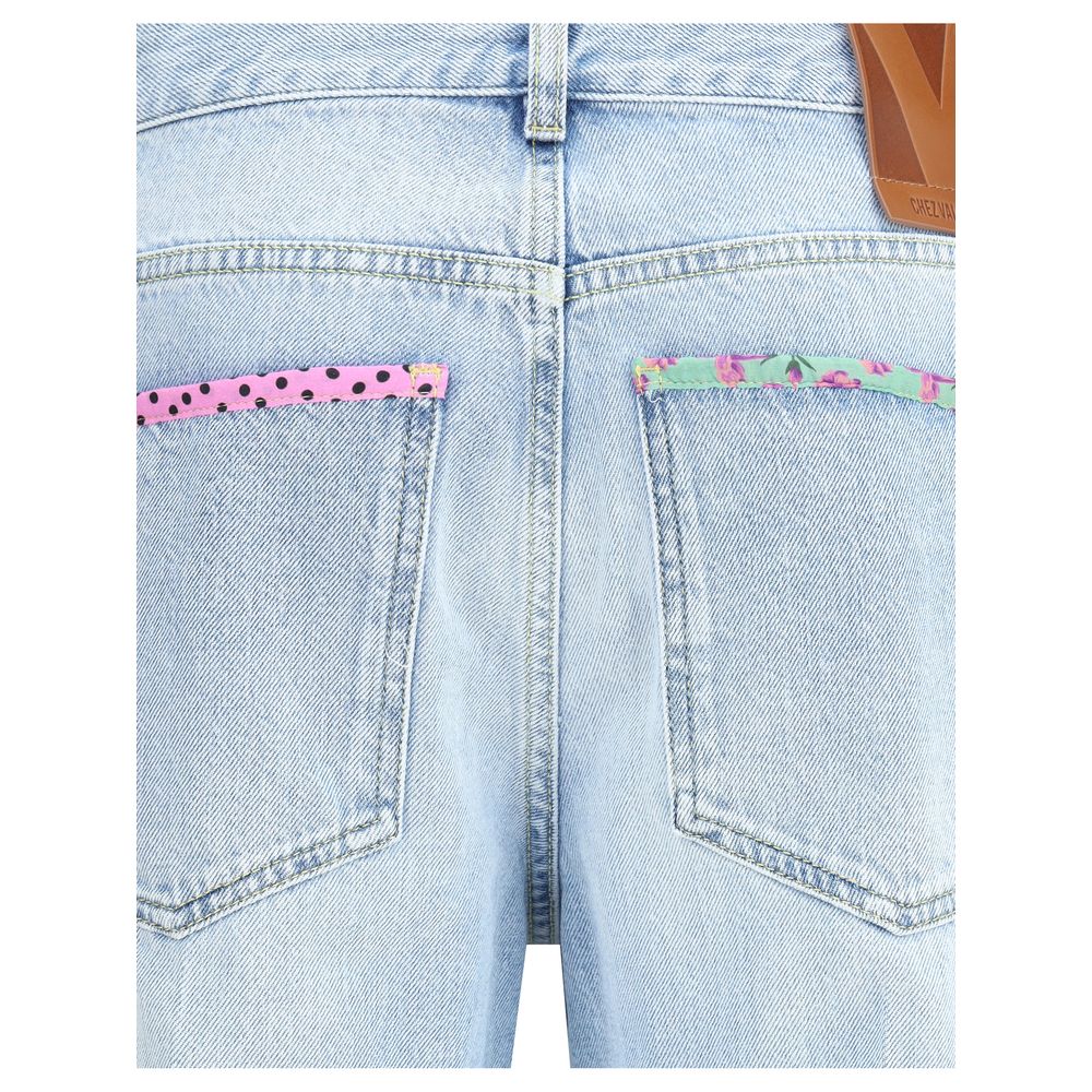 Valentino Blue Cotton Straight-Leg Jeans