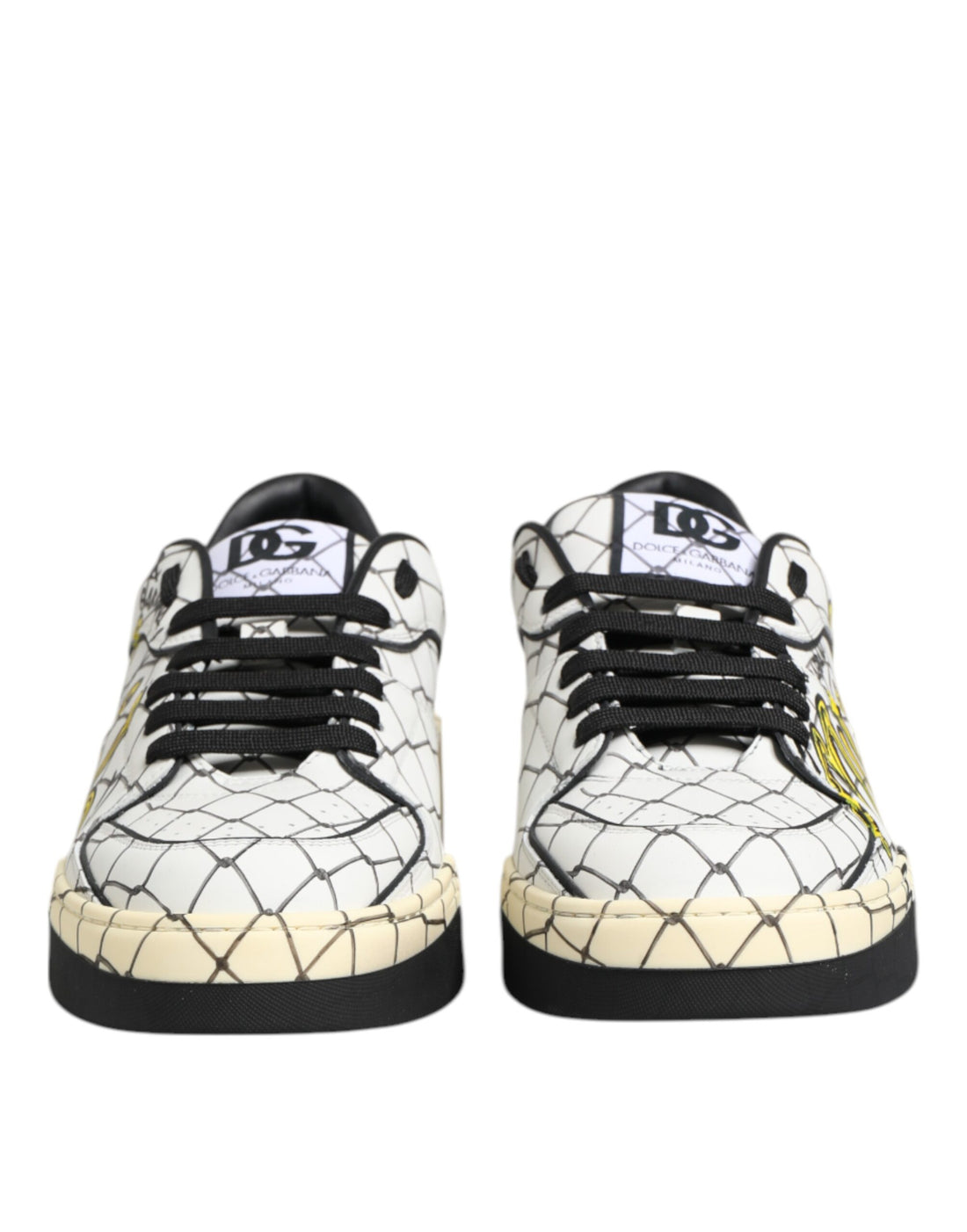 Dolce & Gabbana White Logo Print Low Top Men Sneakers Shoes