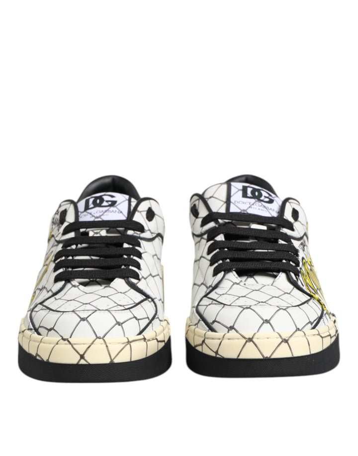 Dolce & Gabbana White Logo Print Low Top Men Sneakers Shoes