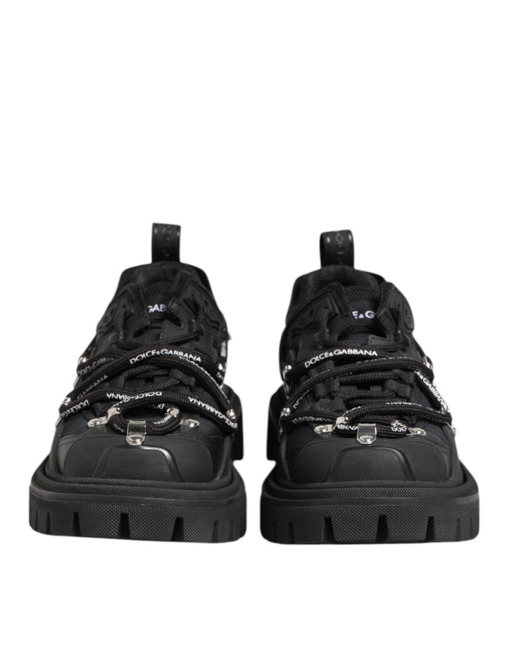 Dolce & Gabbana Black Low Top Lace Up Trekking Sneakers Shoes