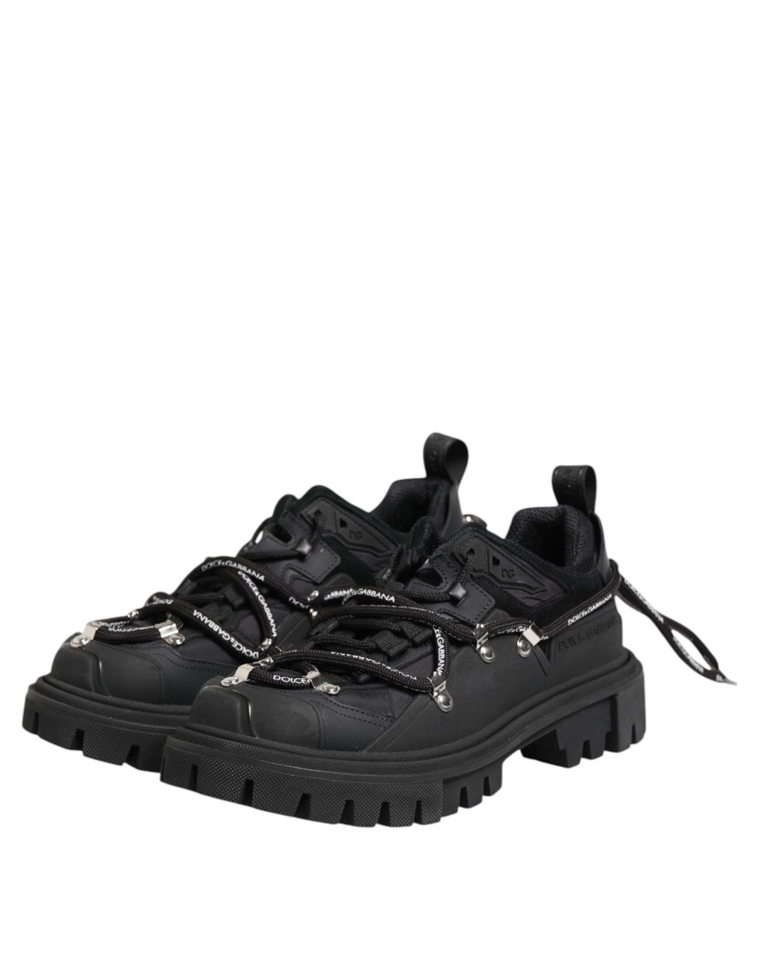 Dolce & Gabbana Black Low Top Lace Up Trekking Sneakers Shoes