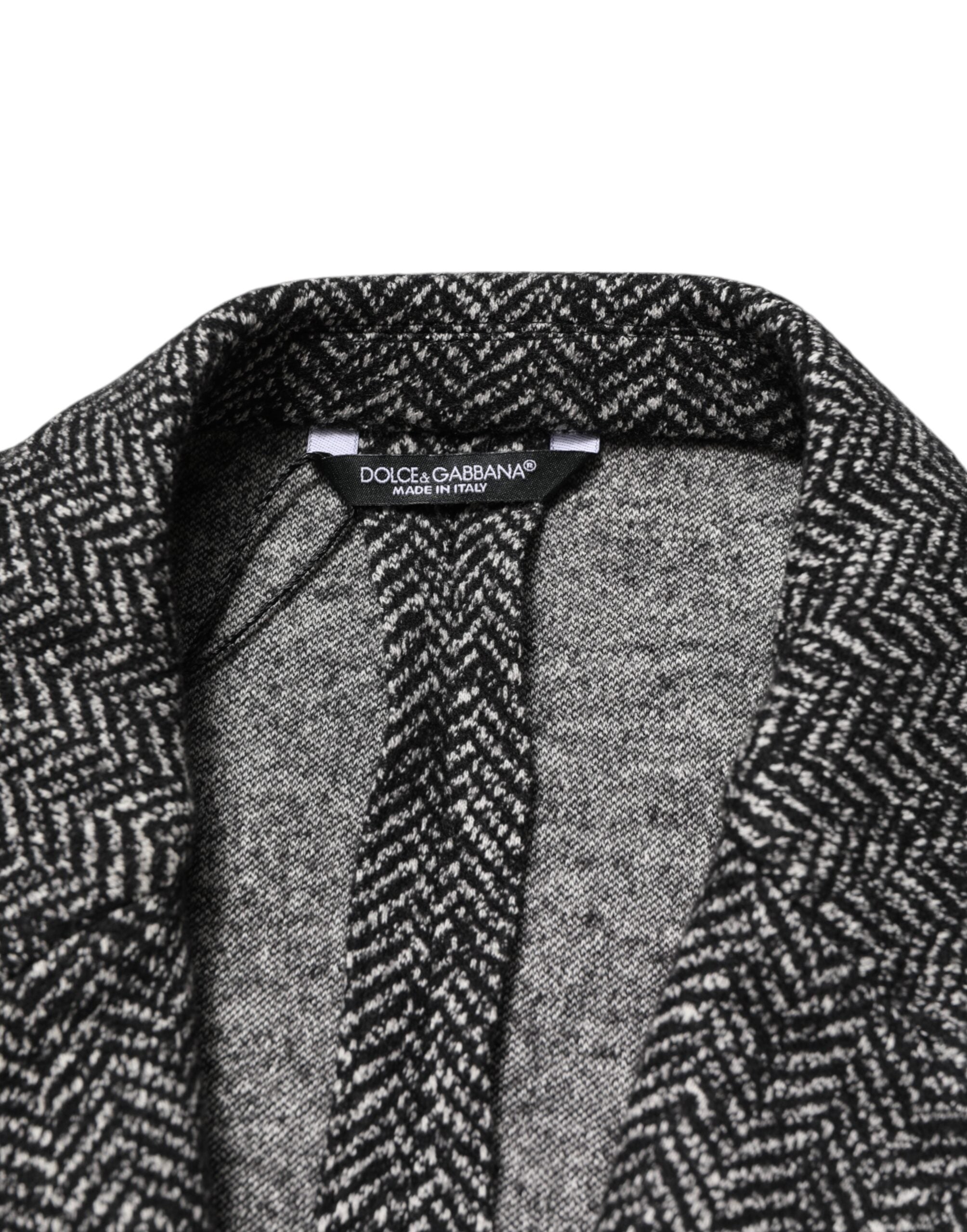 Dolce & Gabbana Black White Double Breasted Men Suit Blazer