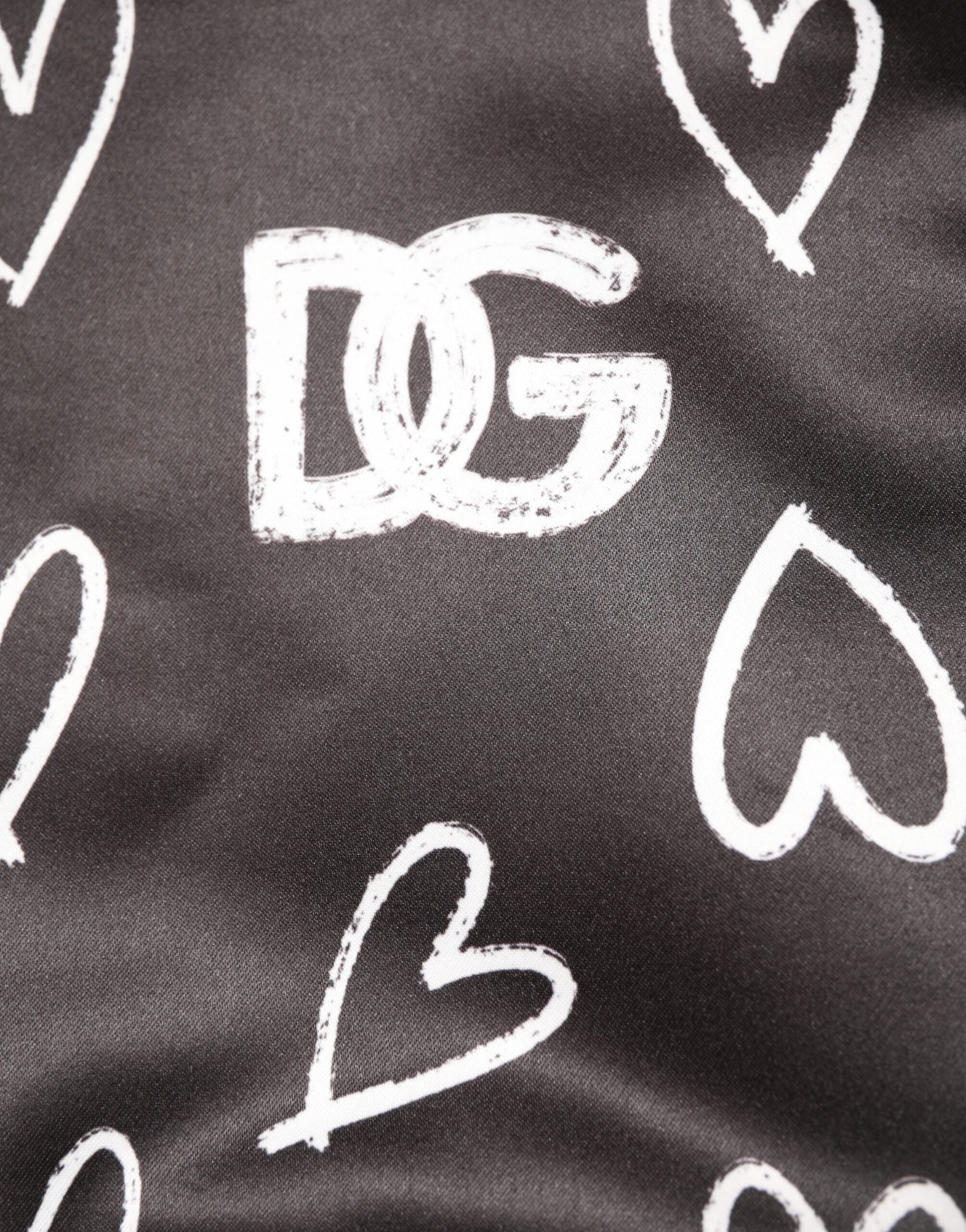 Dolce & Gabbana Black Polyester Heart Print Bomber Jacket