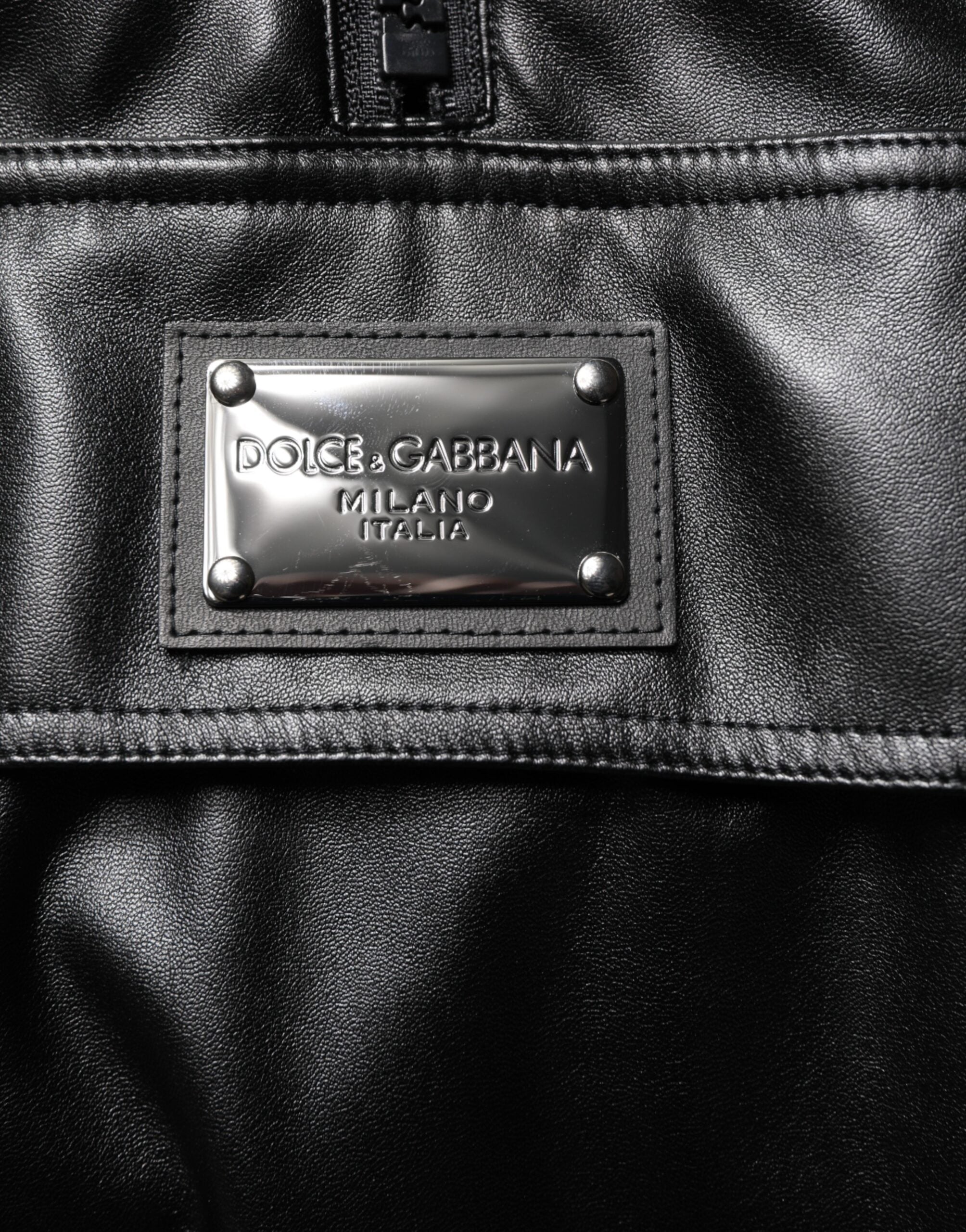Dolce & Gabbana Black Polyester Logo Plaque Bomber Jacket