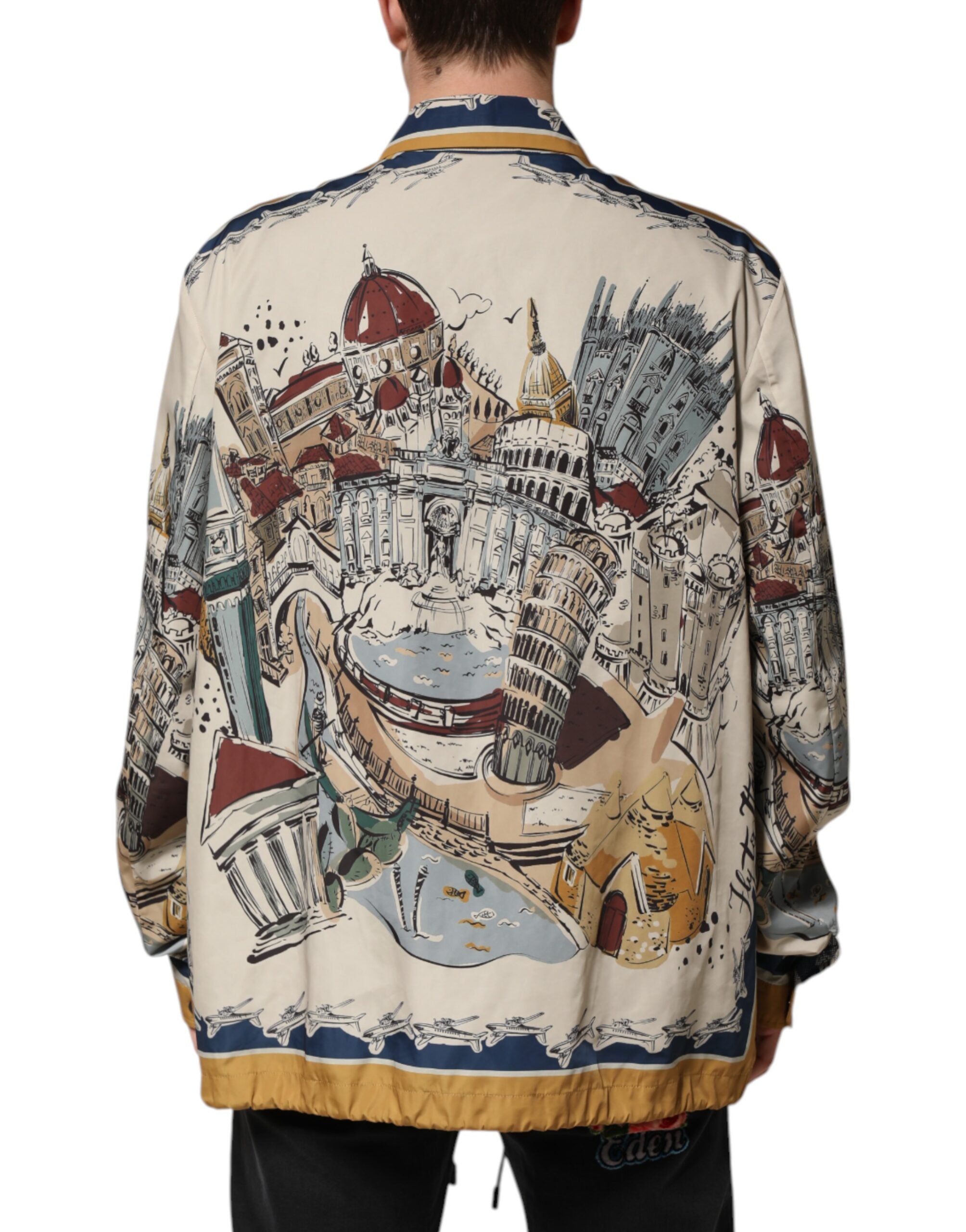 Dolce & Gabbana Multicolor Italian Motif Men Bomber Jacket