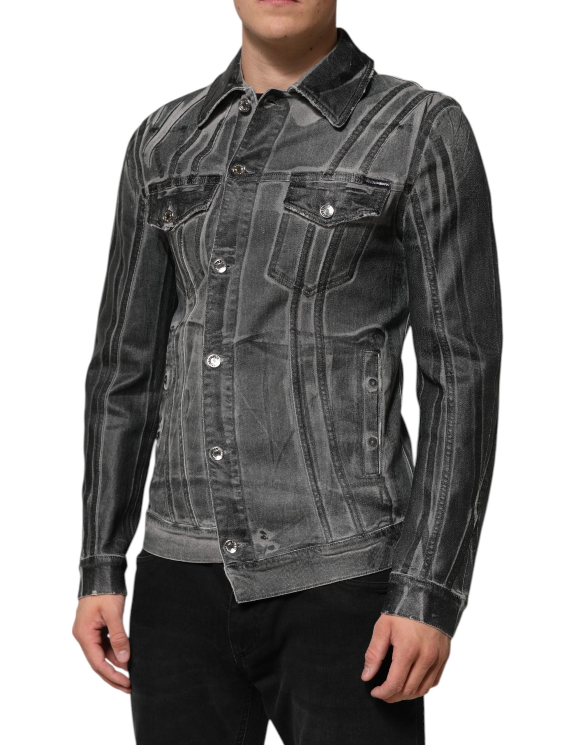 Dolce & Gabbana Gray Washed Cotton Stretch Denim Jacket