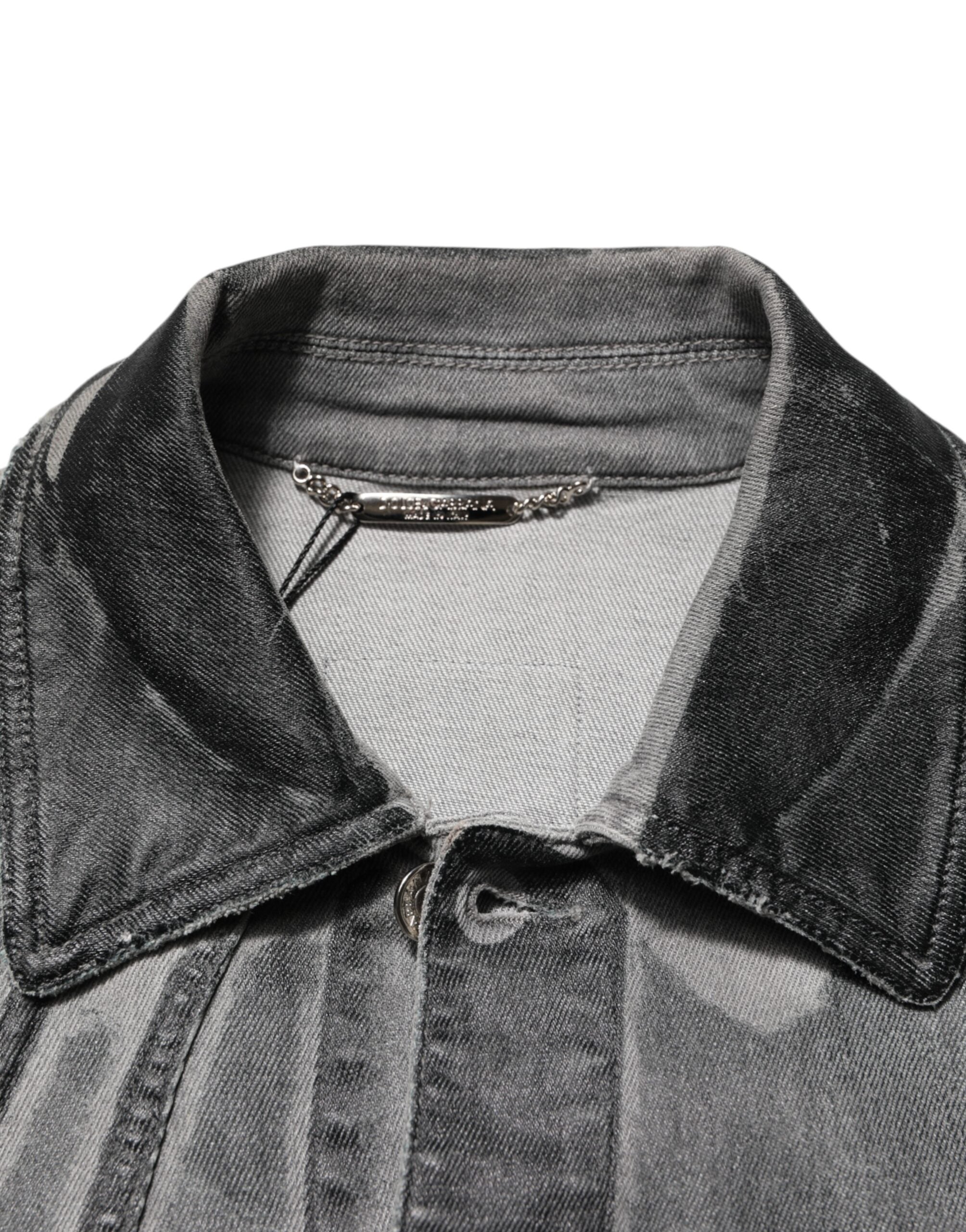 Dolce & Gabbana Gray Washed Cotton Stretch Denim Jacket