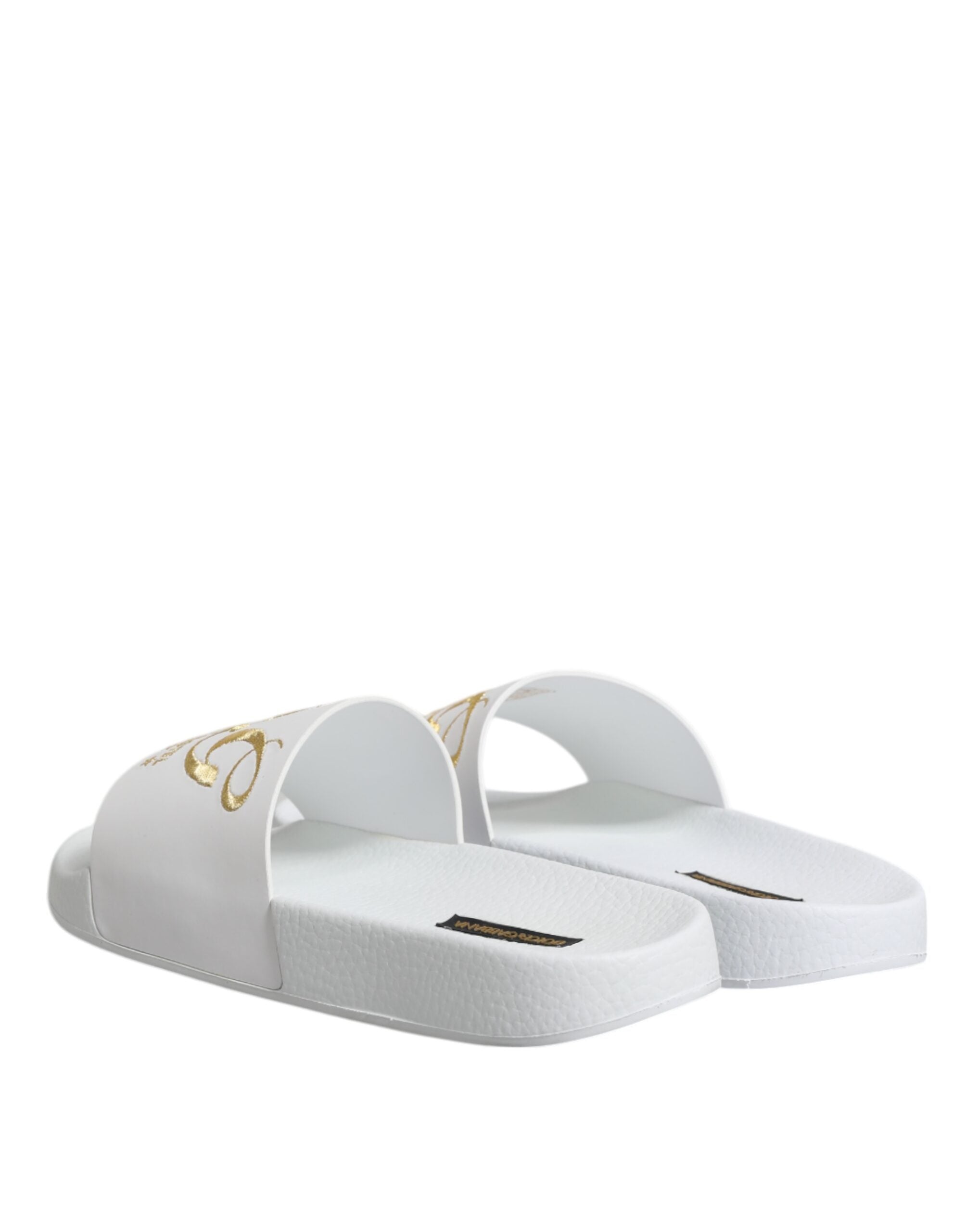 Dolce & Gabbana White Leather Slides Sandals Beachwear Shoes