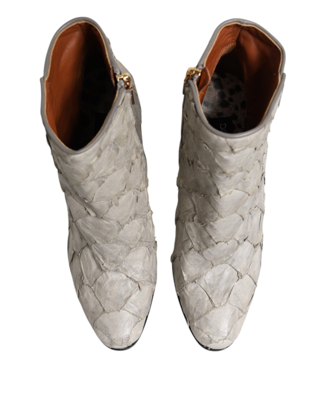 Dolce & Gabbana Off White Leather Heels Ankle Boots Shoes