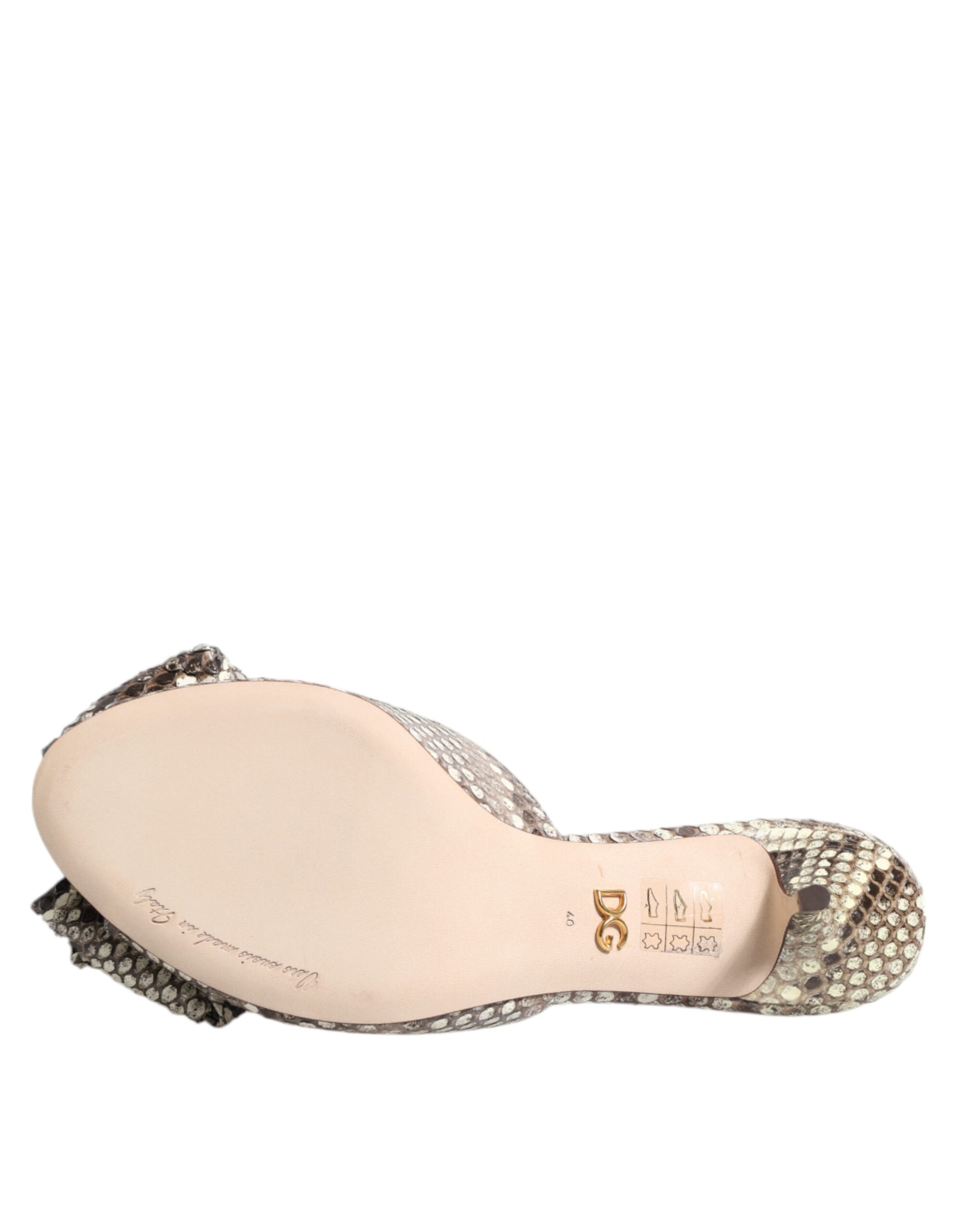 Dolce & Gabbana Multicolor Keira Bow Leather Peep Toe Mules Shoes