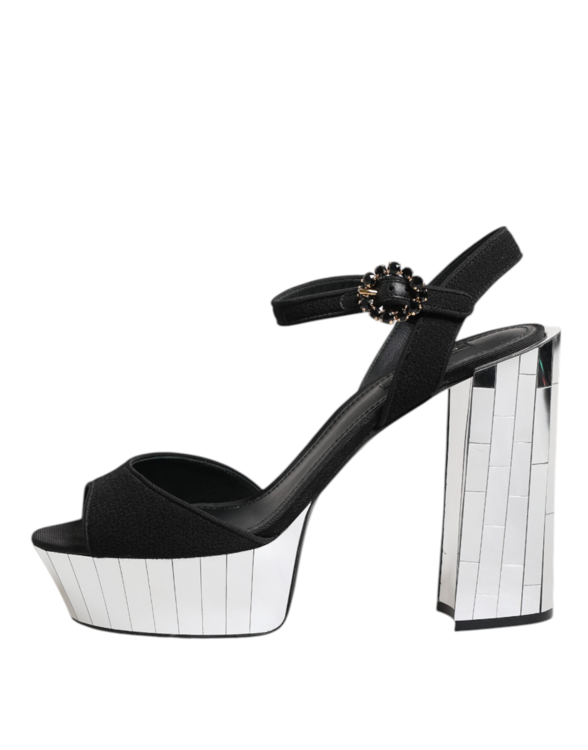 Dolce & Gabbana Black Crystal Ankle Strap Keira Sandal Shoes