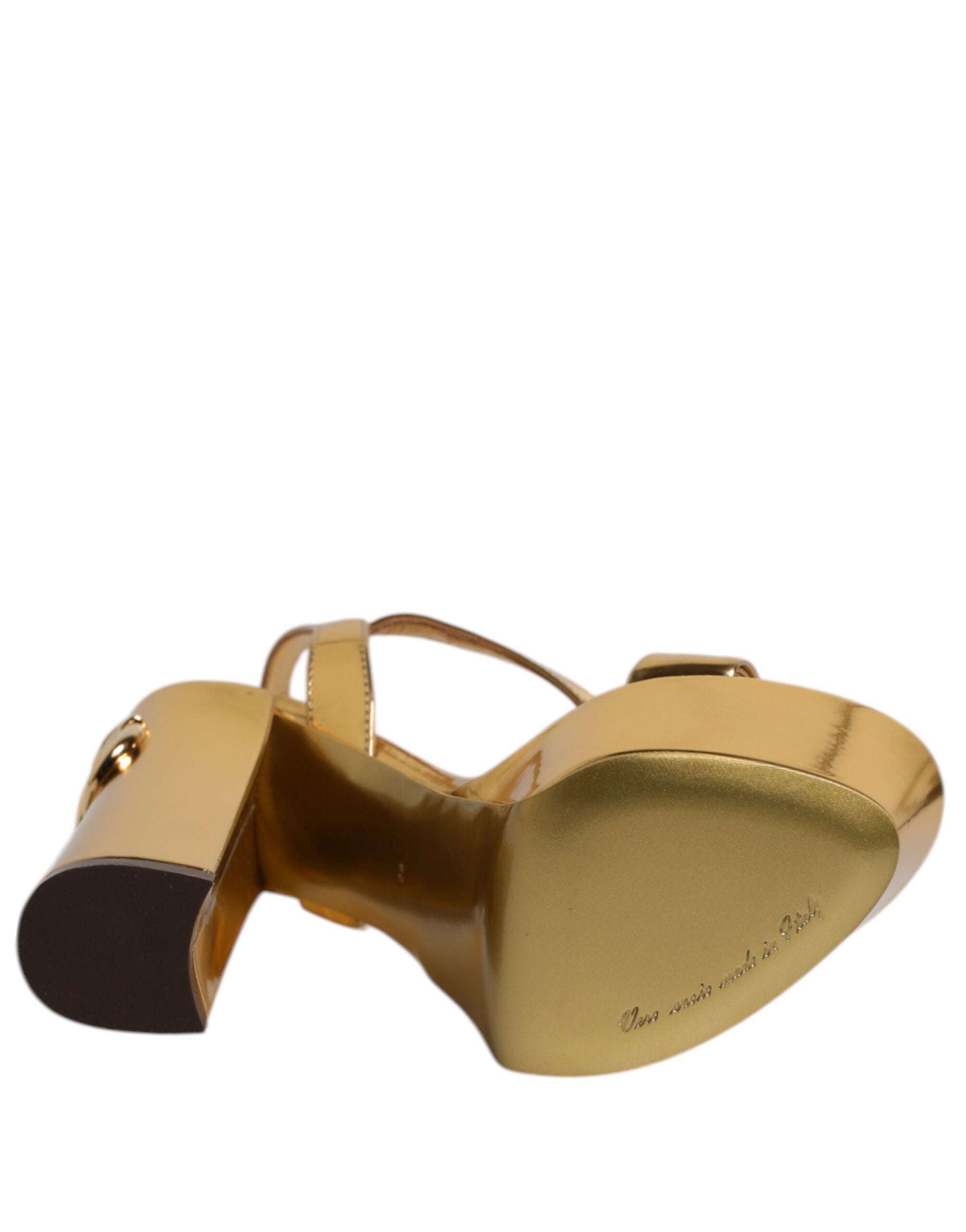 Dolce & Gabbana Gold Leather Platform Keira Sandals Shoes