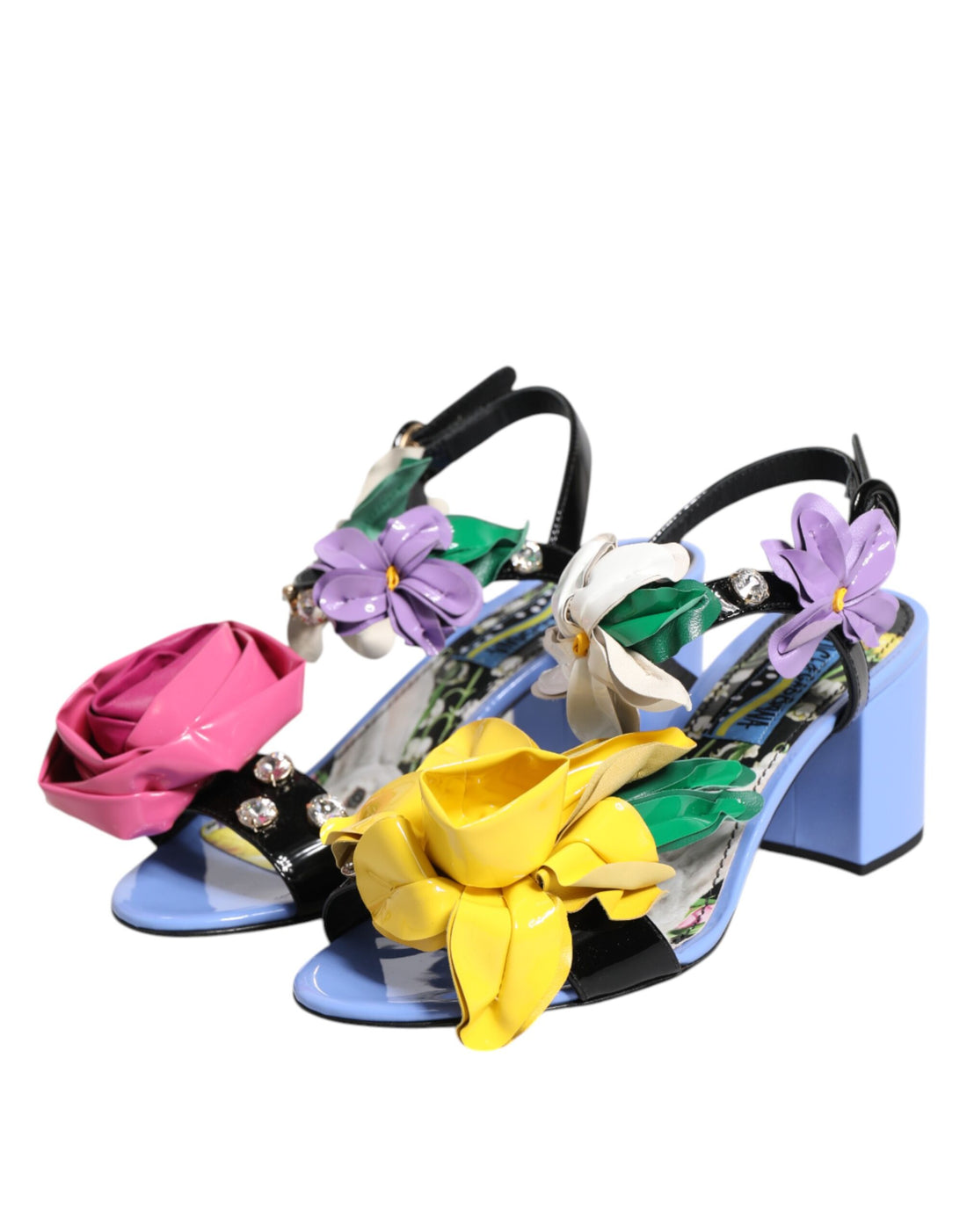 Dolce & Gabbana Multicolor Floral Crystal KEIRA Sandals Shoes