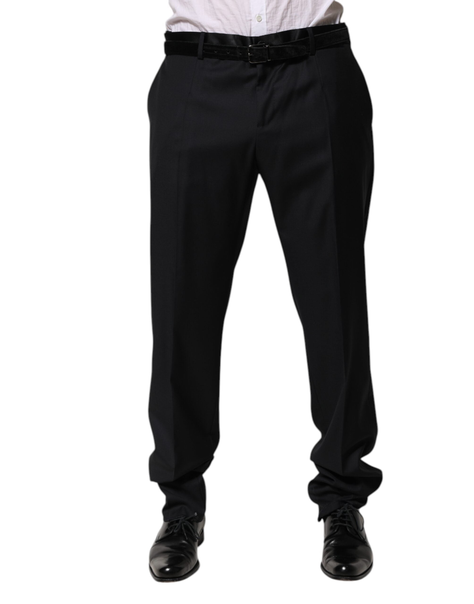 Dolce & Gabbana Black Wool Men Formal Dress Trouser Pants