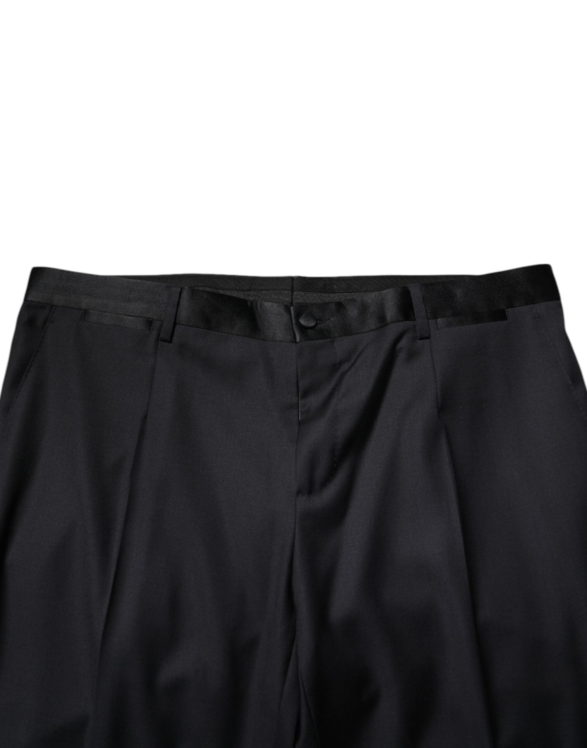 Dolce & Gabbana Black Wool Men Formal Dress Trouser Pants