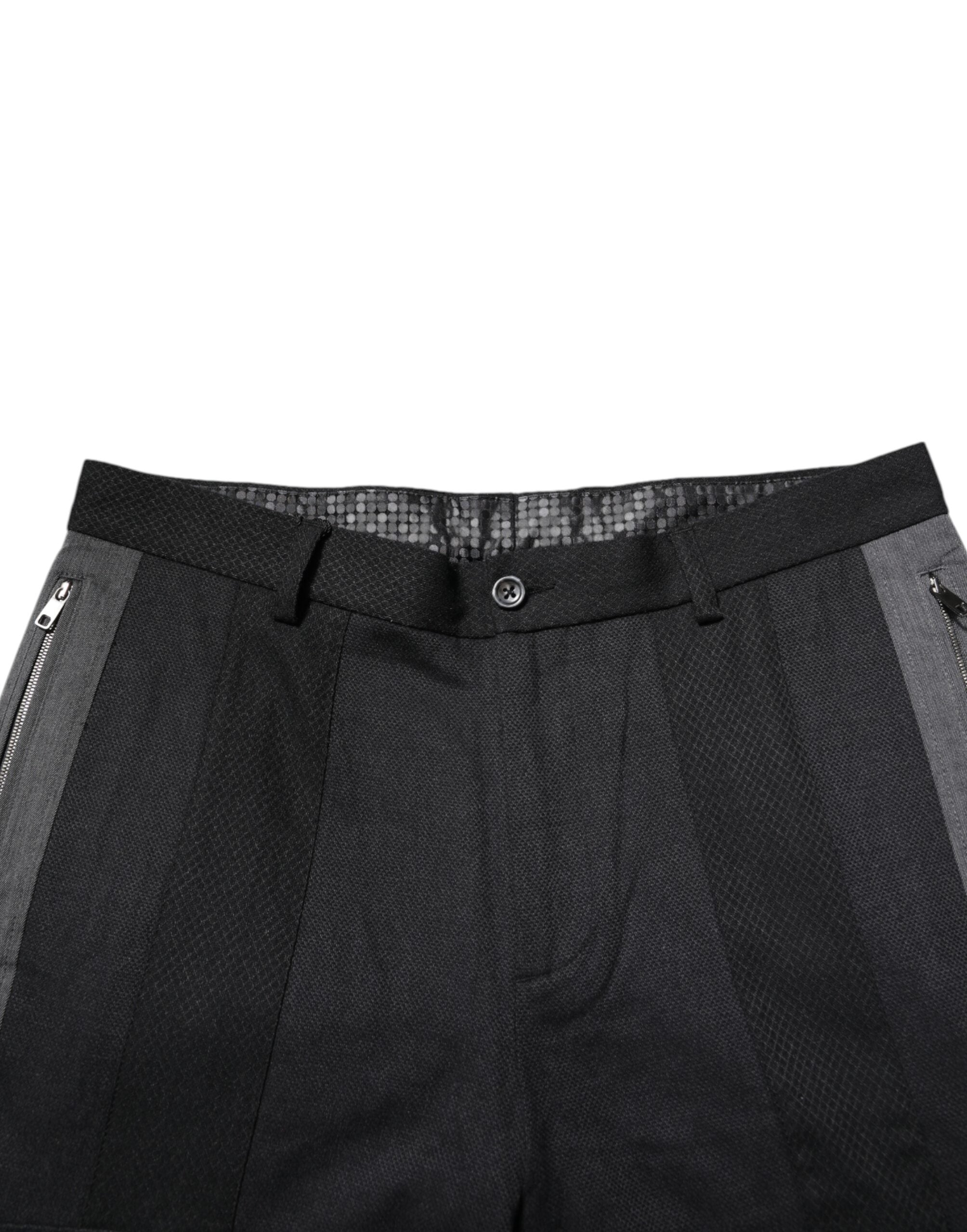 Dolce & Gabbana Black Gray Cotton Dress Formal Trouser Pants