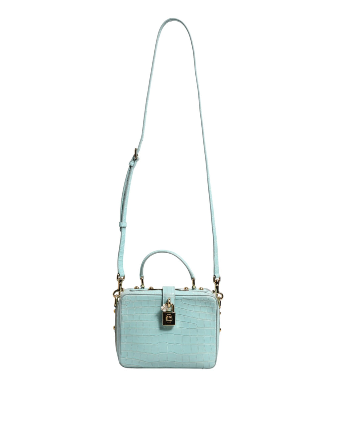 Dolce & Gabbana Mint Green Embossed Leather Padlock Shoulder Bag