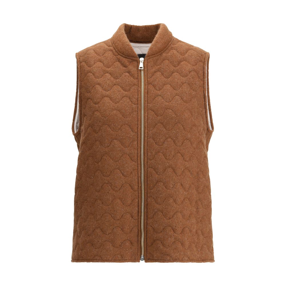 Fabiana Filippi Brown Fleece Wool Sleveless Jacket