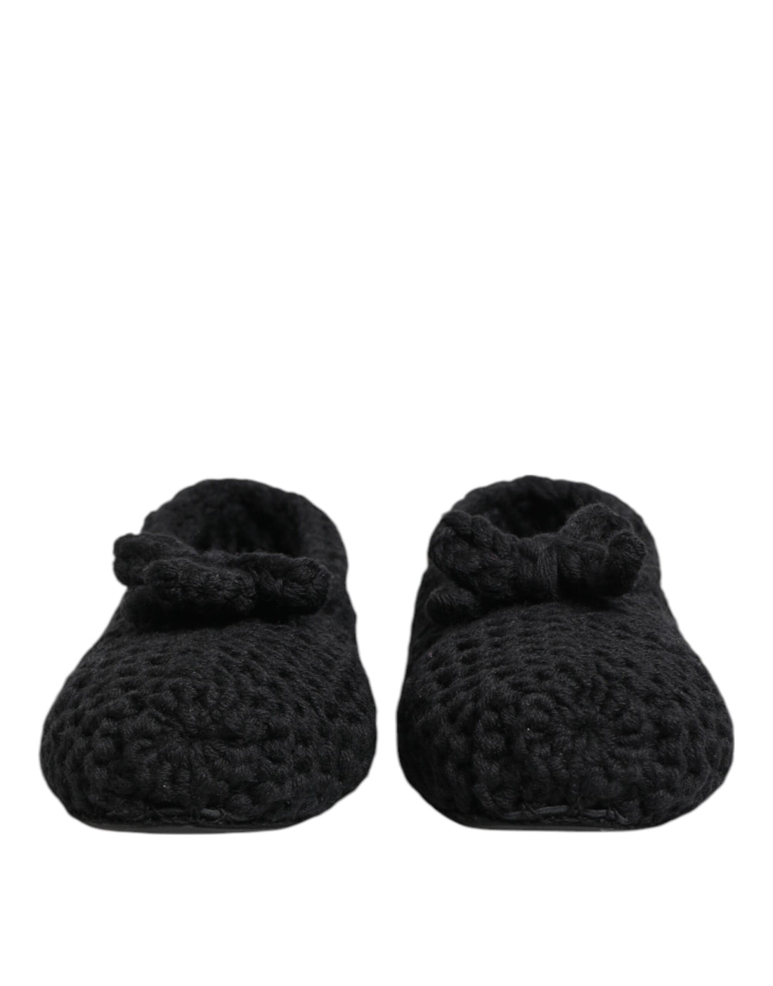 Dolce & Gabbana Black Wool Knit Slip On Ballerina Flats Shoes