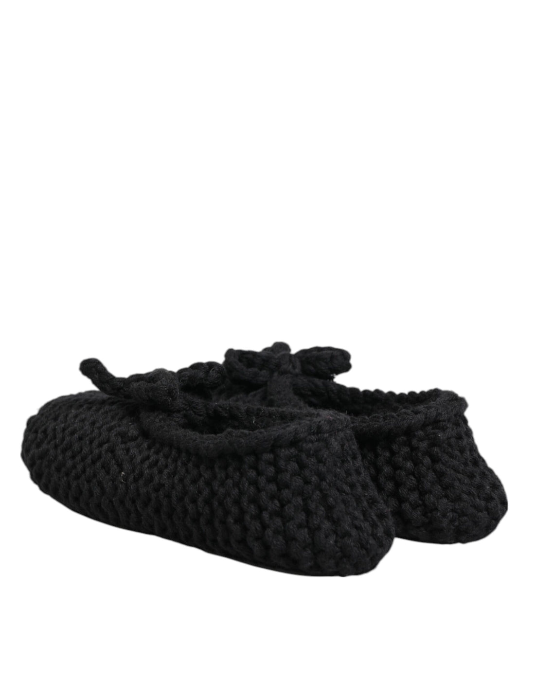 Dolce & Gabbana Black Wool Knit Slip On Ballerina Flats Shoes