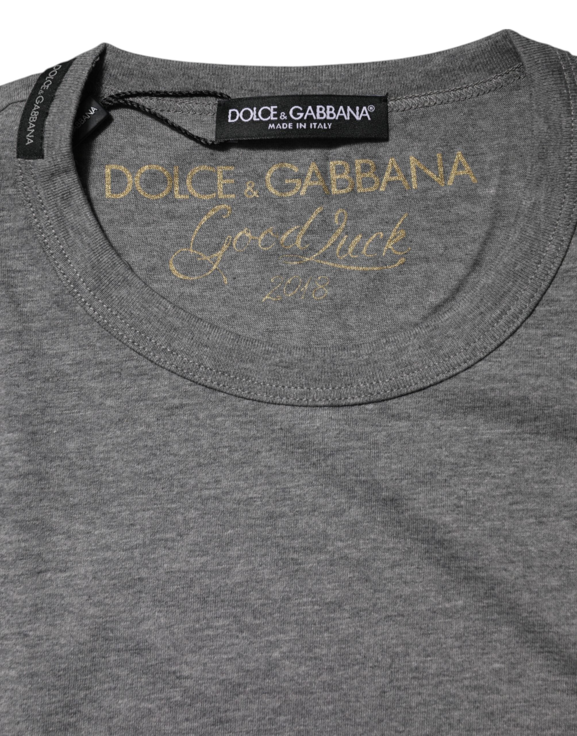 Dolce & Gabbana Gray Cotton Crew Neck Short Sleeves T-shirt