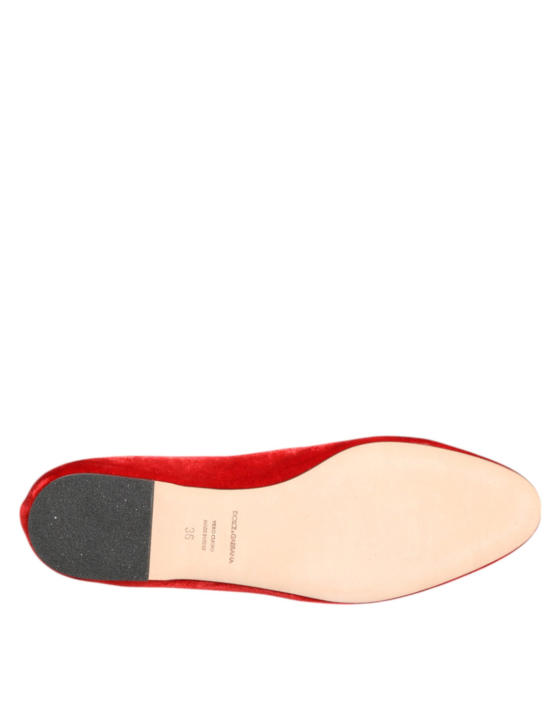 Dolce & Gabbana Red Velvet DG Heart Loafers Flats Shoes
