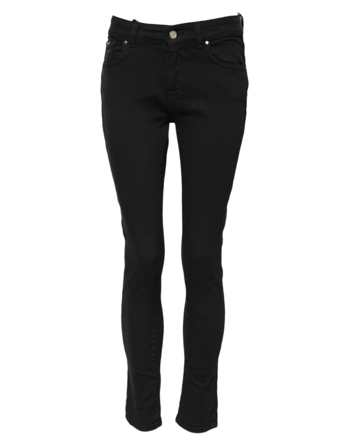 Dolce & Gabbana Black Cotton Skinny Mid Waist Denim Jeans