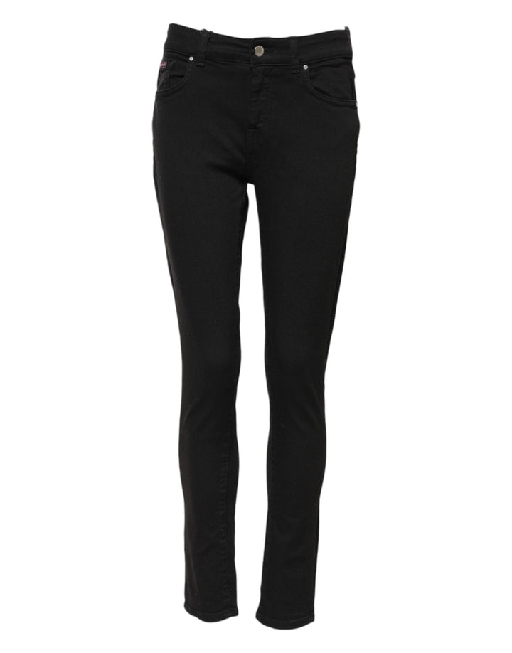 Dolce & Gabbana Black Cotton Skinny Mid Waist Denim Jeans