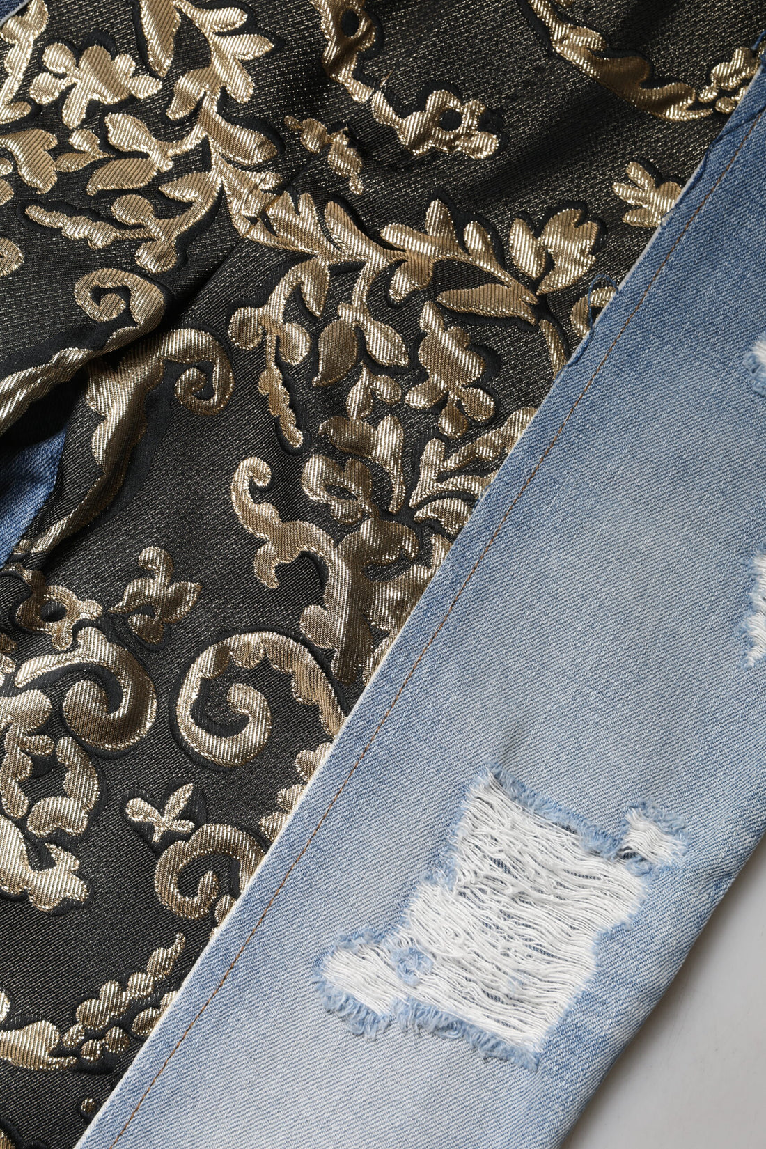 Dolce & Gabbana Multicolor Patchwork Tapered Denim Jeans