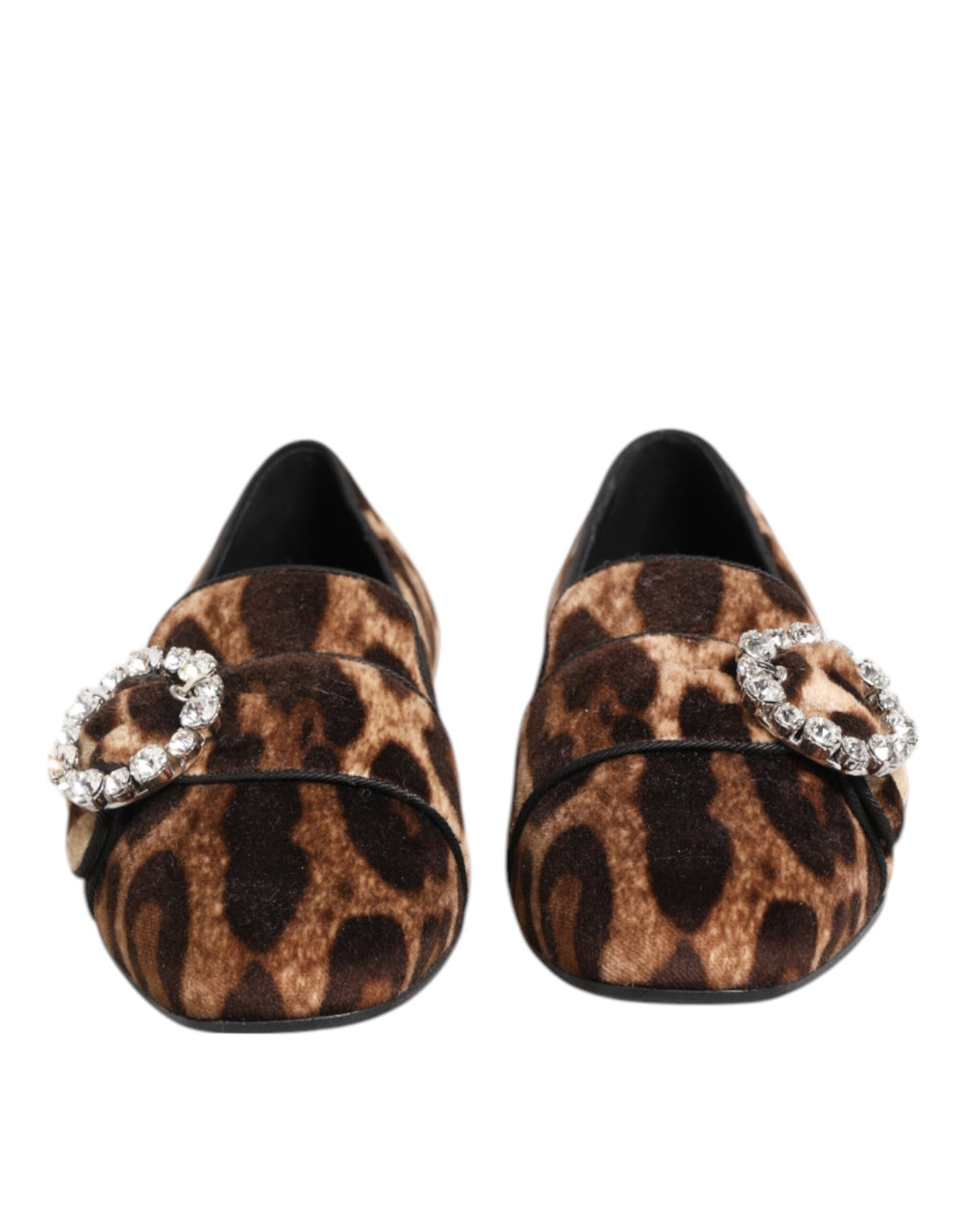 Dolce & Gabbana Brown Leopard Print Crystals Loafers Flats Shoes