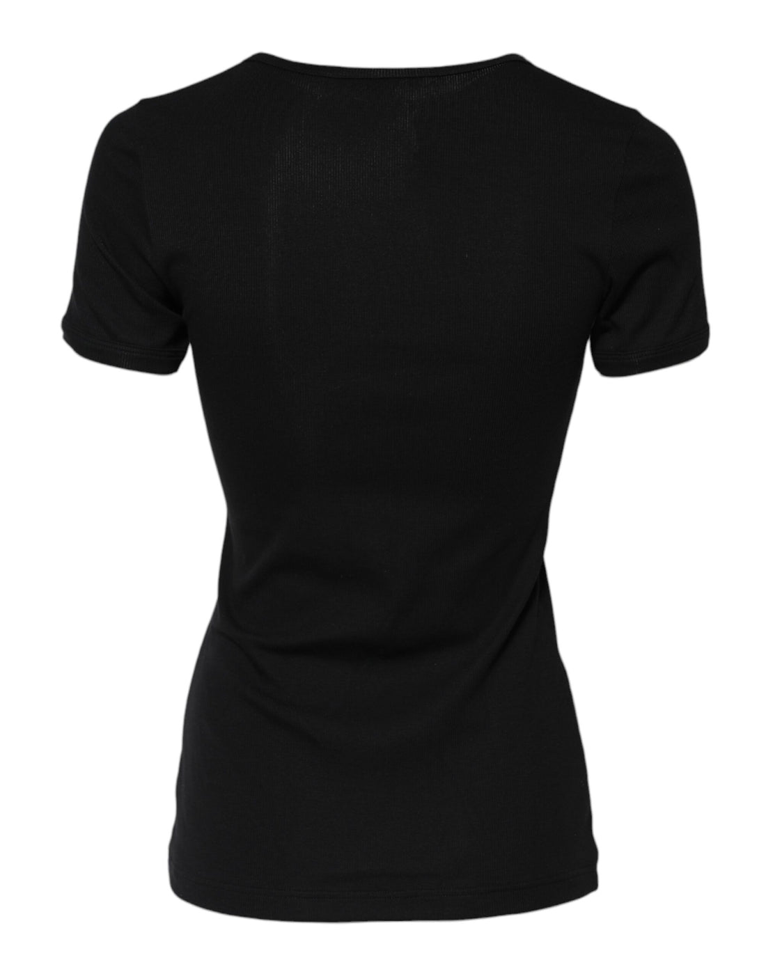 Dolce & Gabbana Black Cotton Henley Short Sleeves Top T-shirt