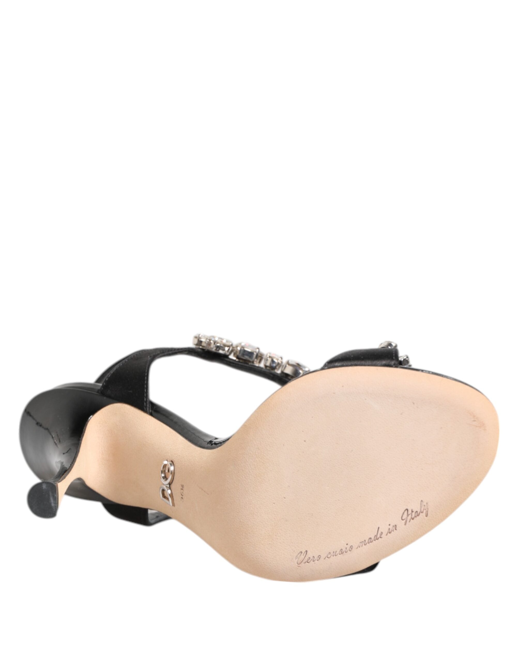 Dolce & Gabbana Black Keira Crystals Heels Sandals Shoes