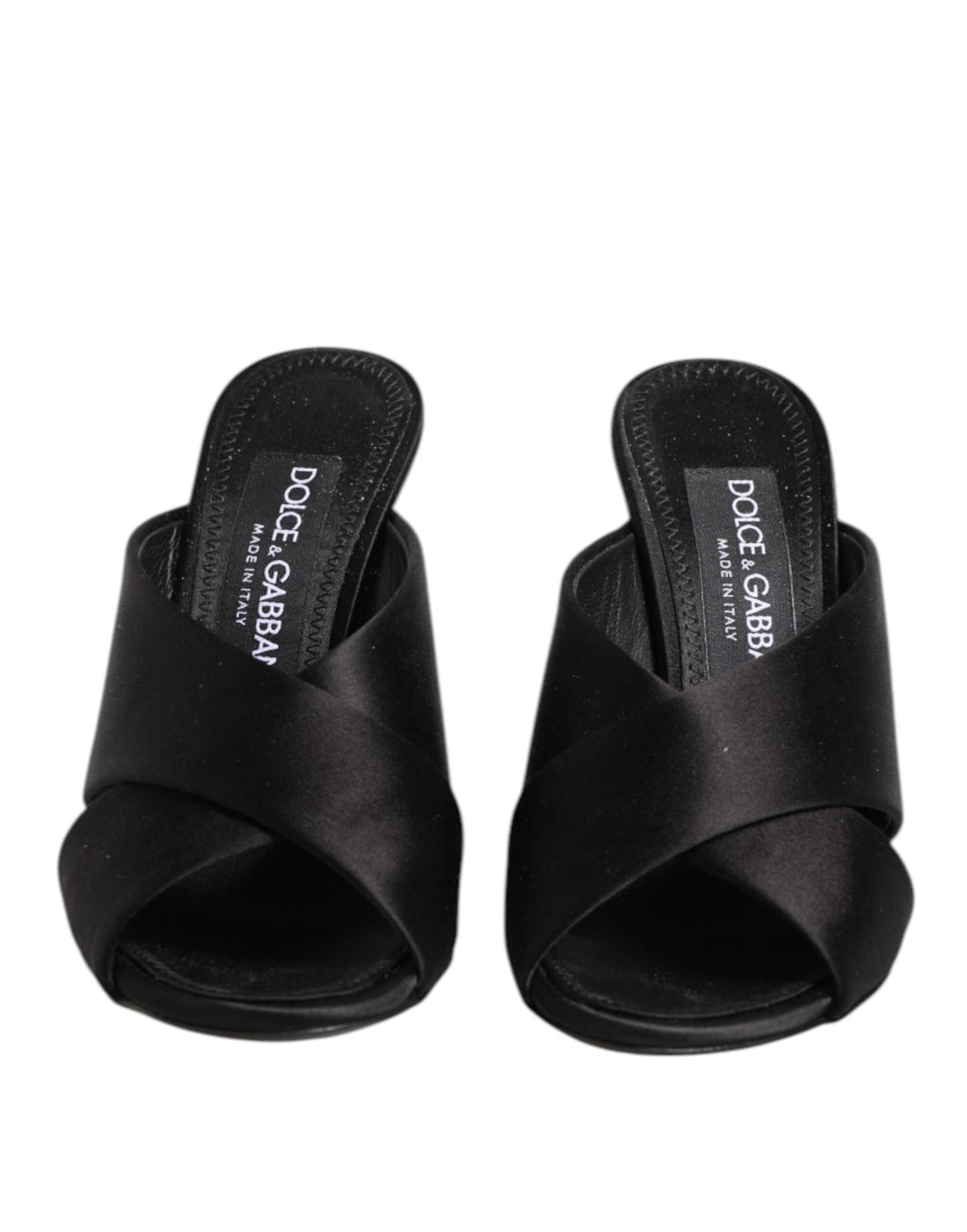 Dolce & Gabbana Black Logo KEIRA Satin Slides Sandals Shoes