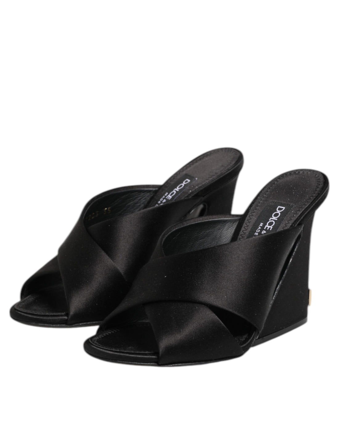 Dolce & Gabbana Black Logo KEIRA Satin Slides Sandals Shoes