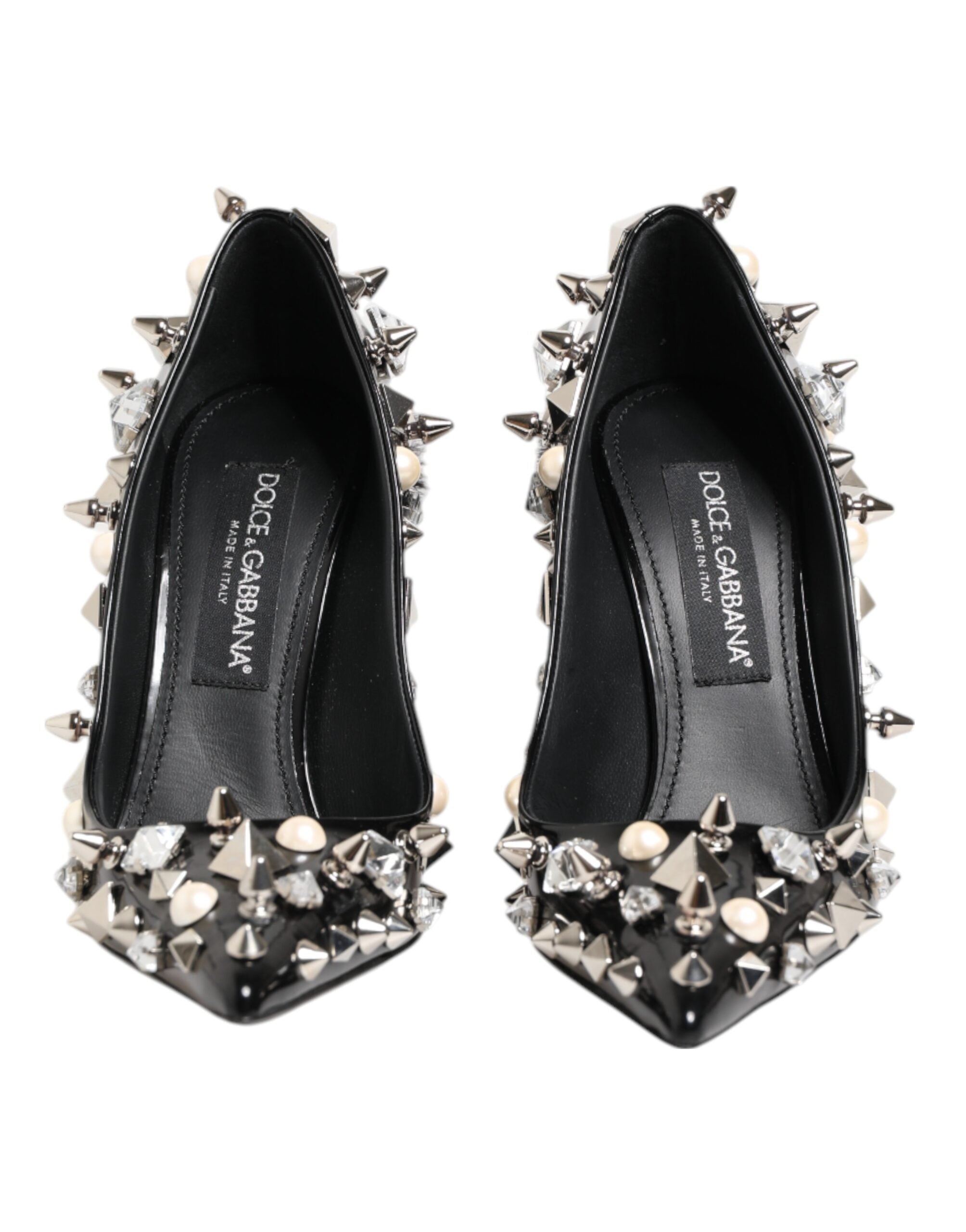Dolce & Gabbana Black Crystals Studs Stiletto Pumps Shoes
