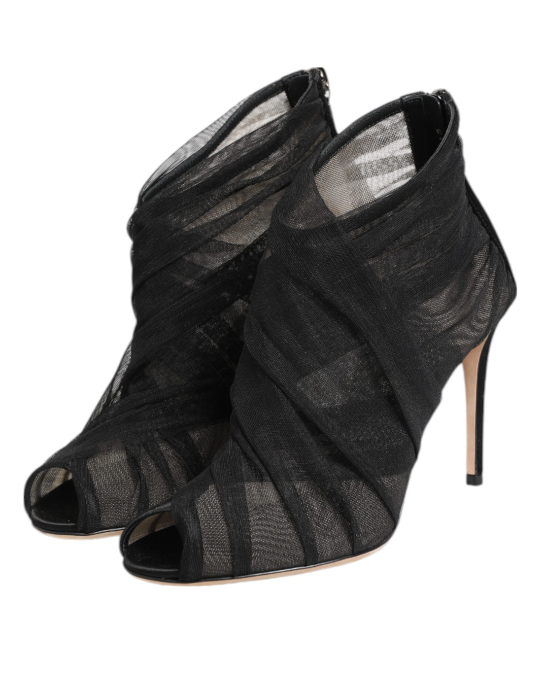 Dolce & Gabbana Black Mesh Stiletto Heels Ankle Boots Shoes