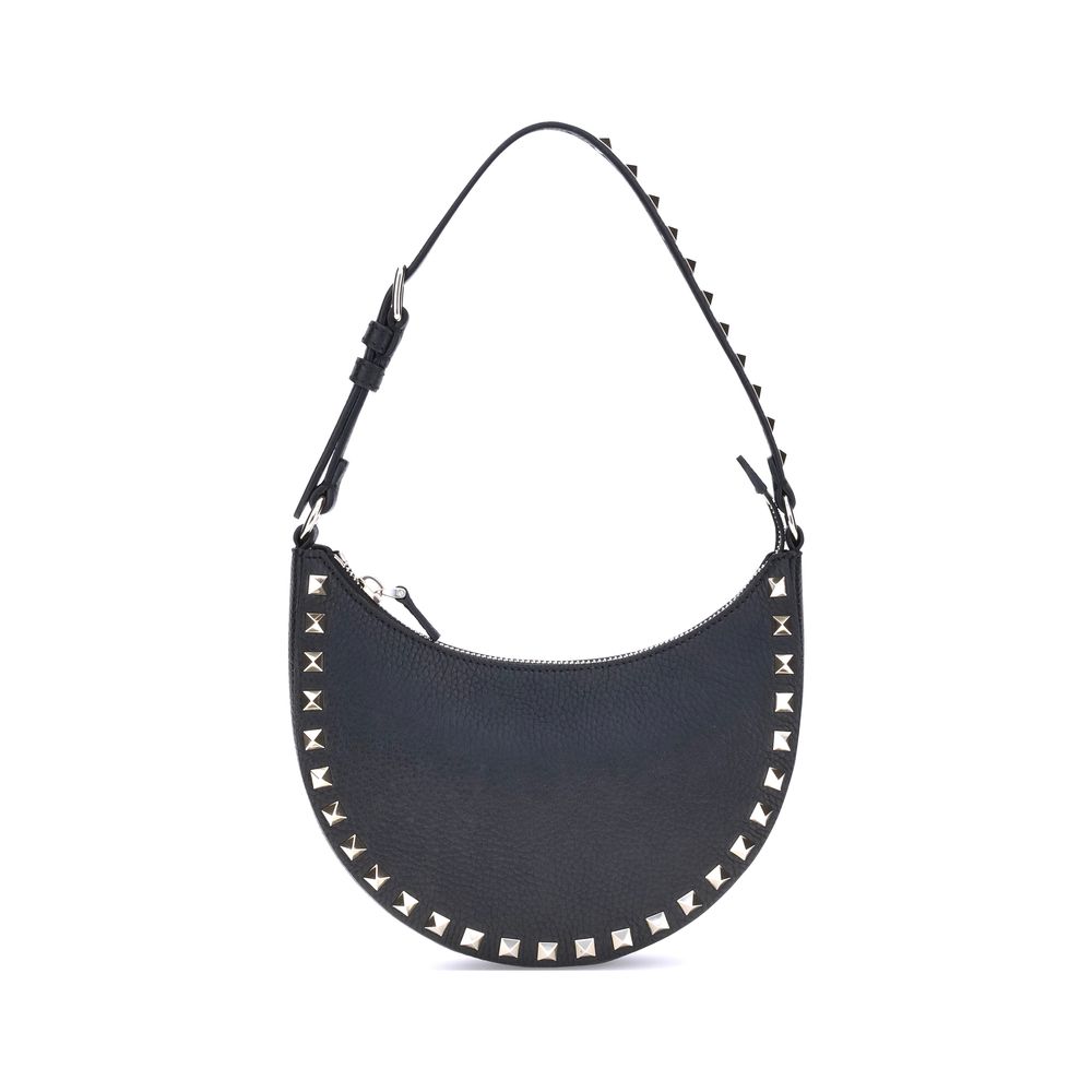 Valentino Garavani Black Calf Leather Bos Taurus Shoulder Bag