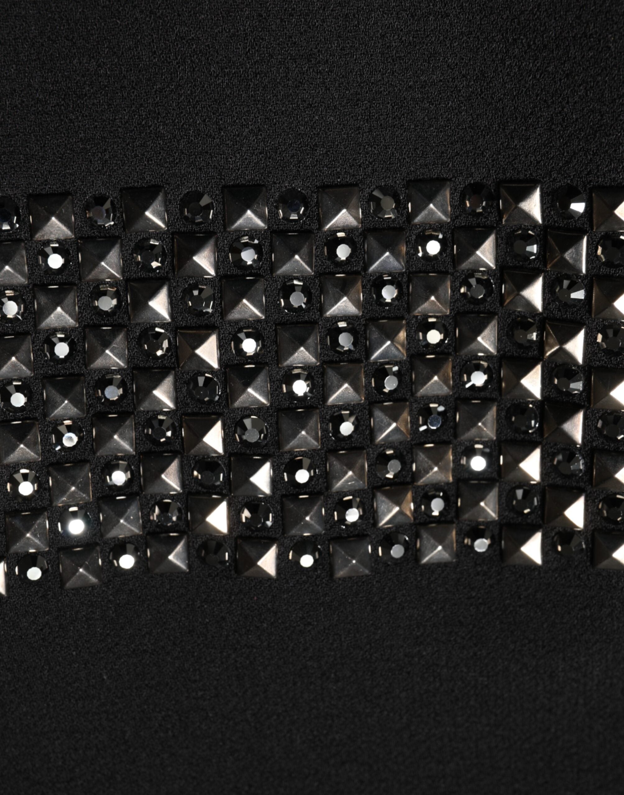 Dolce & Gabbana Black Crystal Embellished Collared Mini Dress