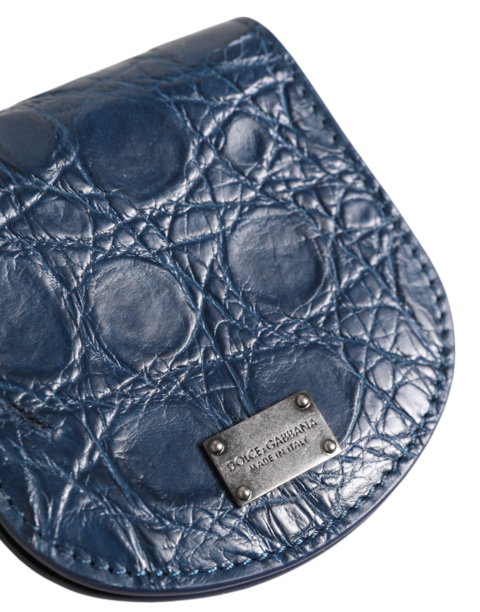 Dolce & Gabbana Blue Exotic Skin Coin Condom Case Holder Pocket Wallet