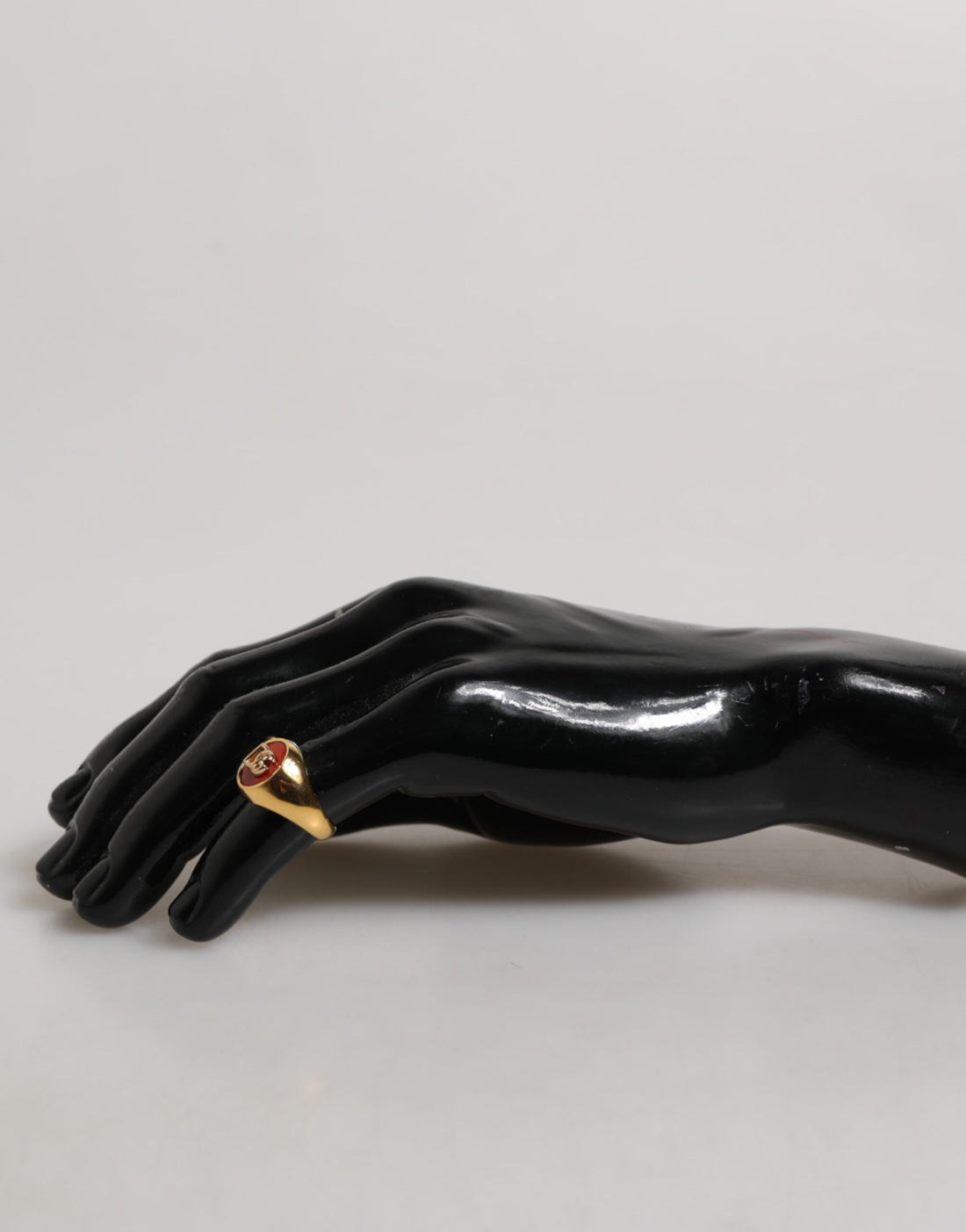 Dolce & Gabbana Gold Tone Real Brass Red DG Logo Men Ring