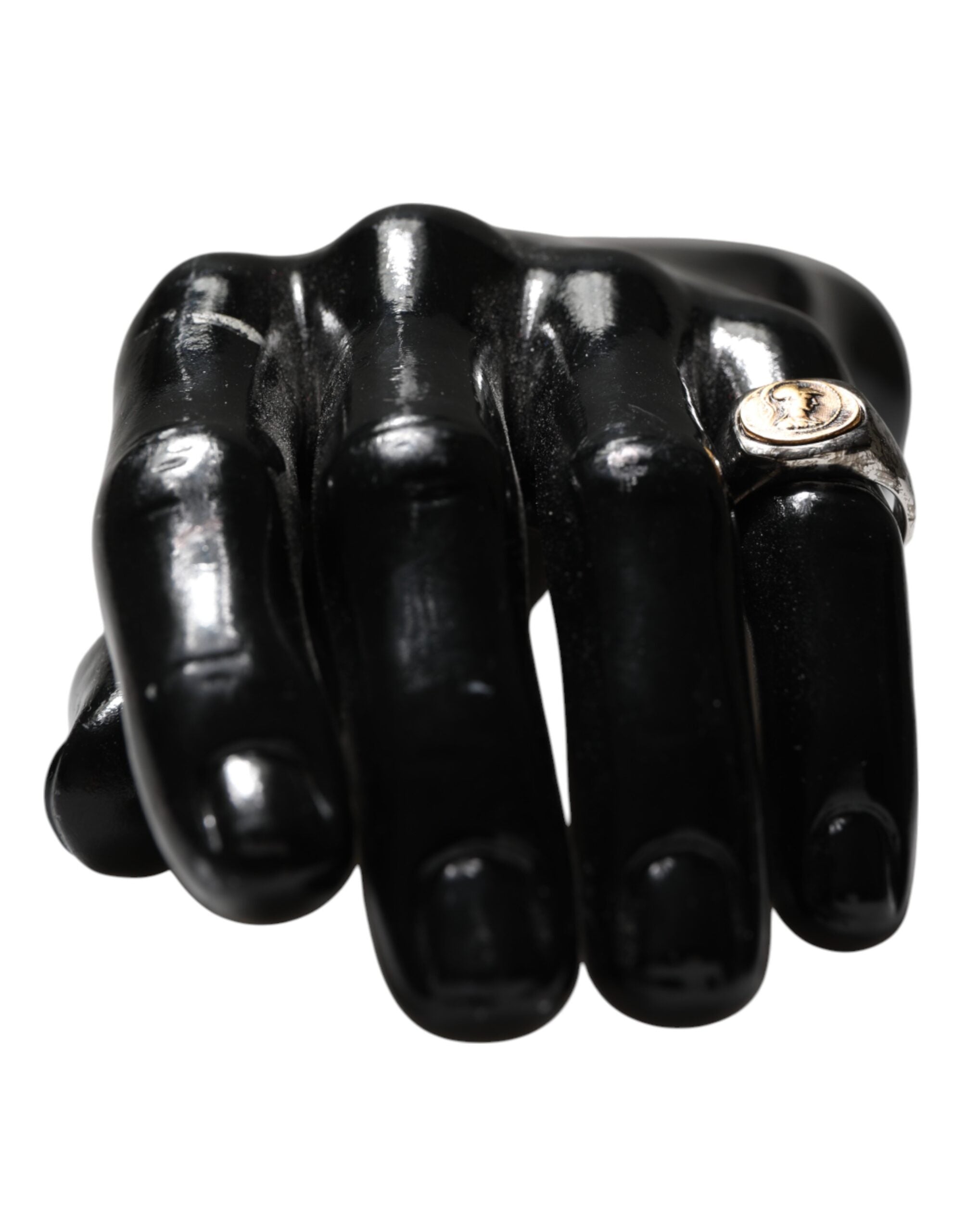 Dolce & Gabbana Silver Tone Engraved Two Color Real Brass Ring