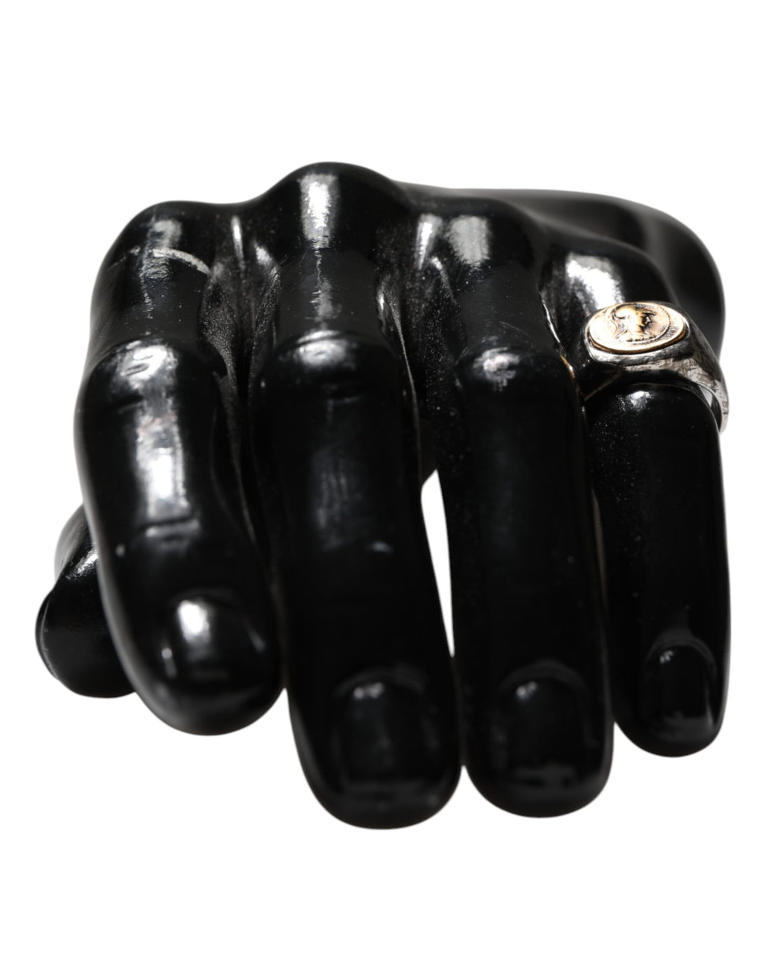 Dolce & Gabbana Silver Tone Engraved Two Color Real Brass Ring