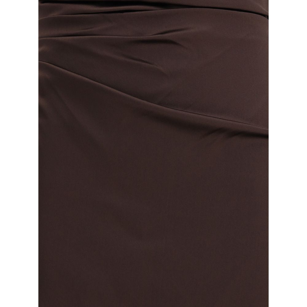 Staud Brown Silk Cocktail Dress