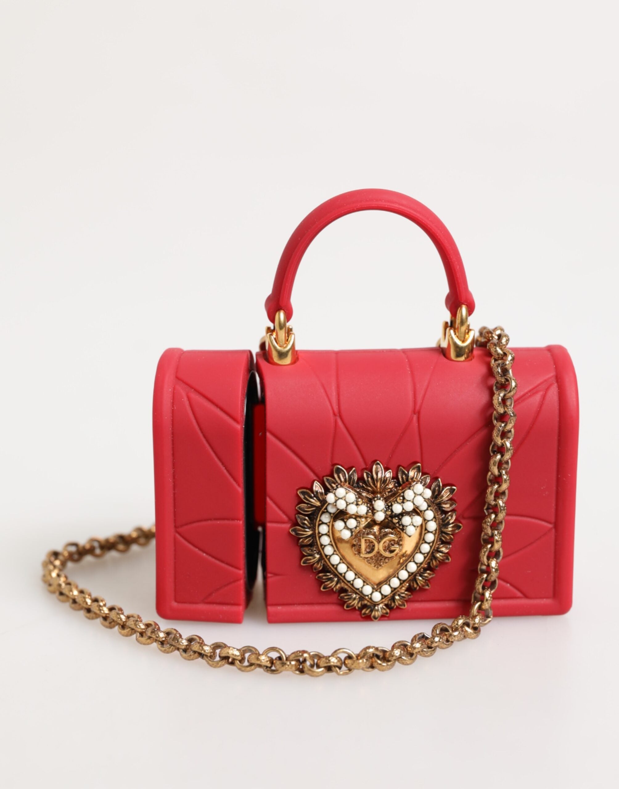 Dolce & Gabbana Red Silicone Devotion Heart Cover Bag Women Airpods Case