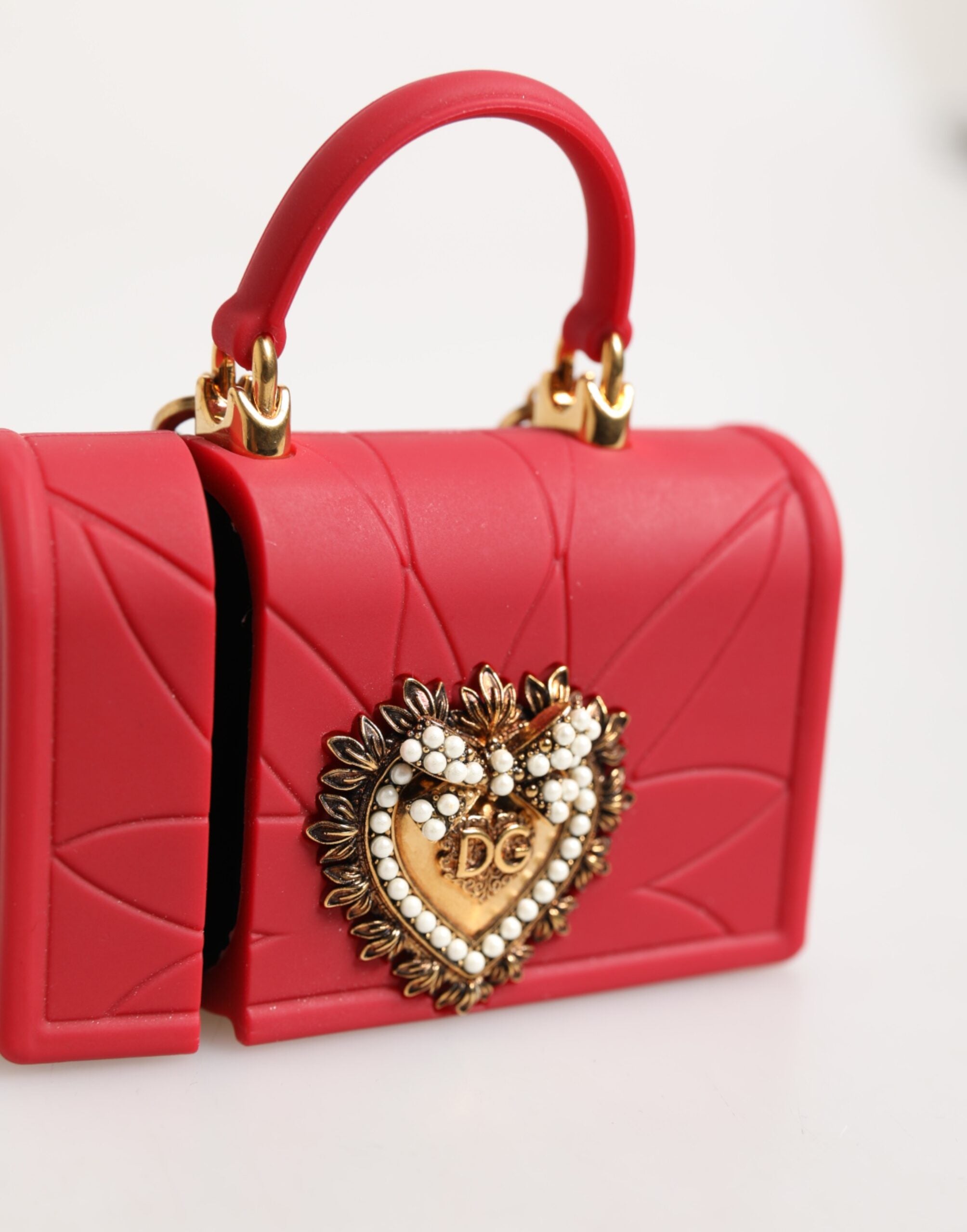 Dolce & Gabbana Red Silicone Devotion Heart Cover Bag Women Airpods Case