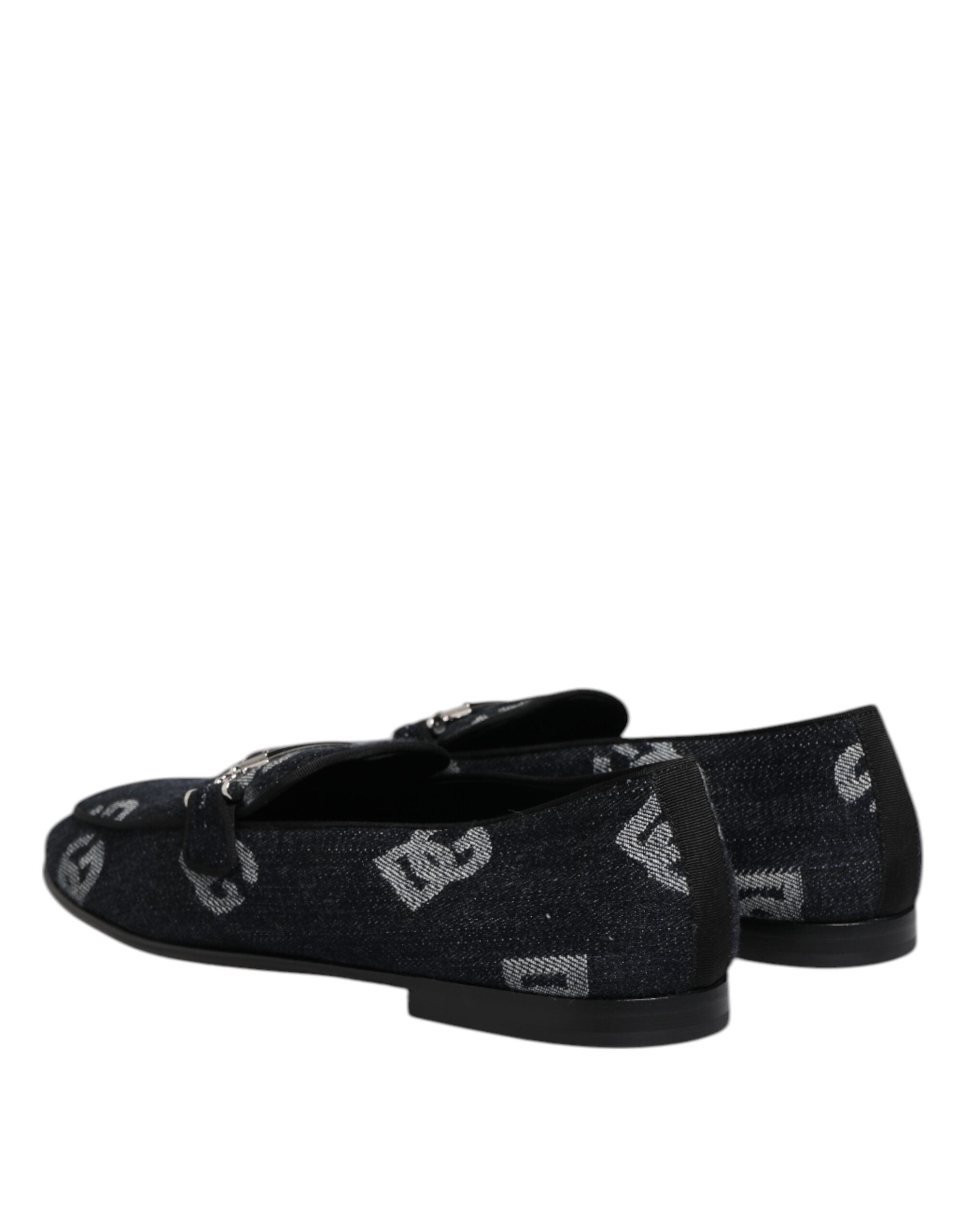 Dolce & Gabbana Blue Logo Cotton Loafers Formal Dress Shoes