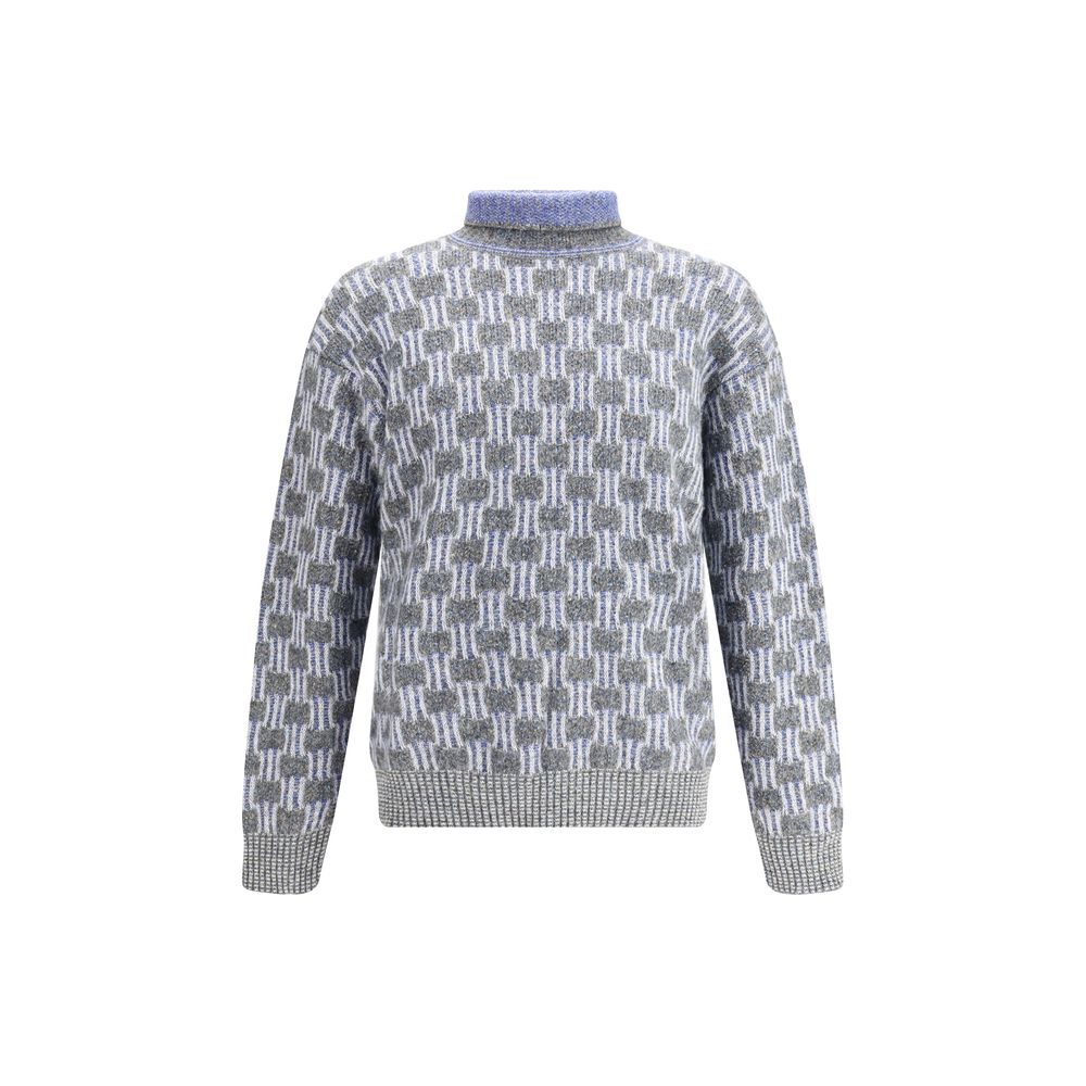Giorgio Armani Blue Cotton Turtleneck